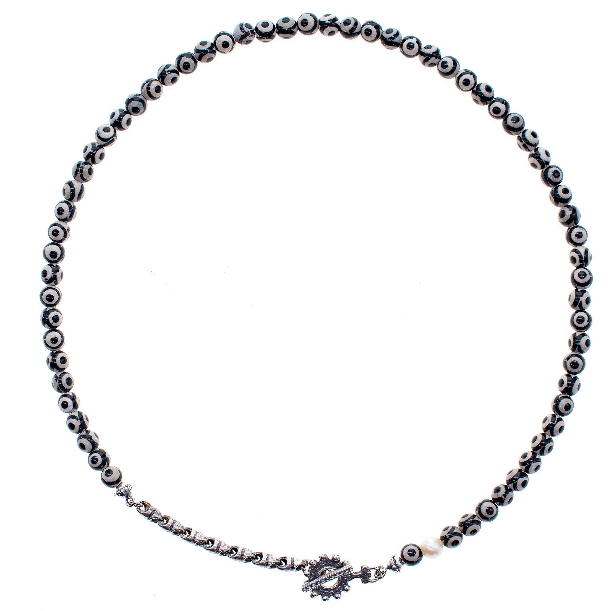 Etched Black Agate Necklace – Sterling Silver – Gem Kingdom