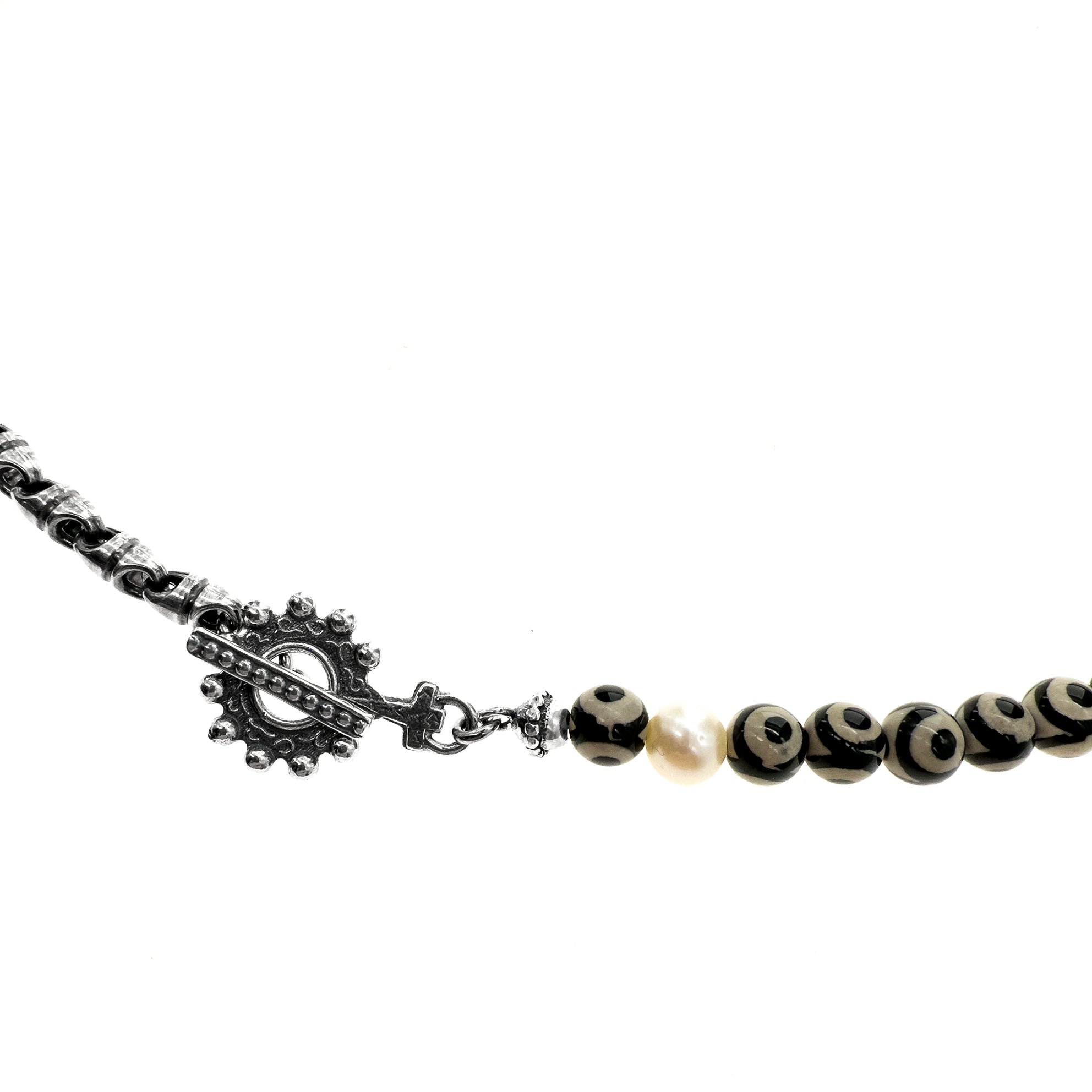 Etched Black Agate Necklace – Sterling Silver – Gem Kingdom