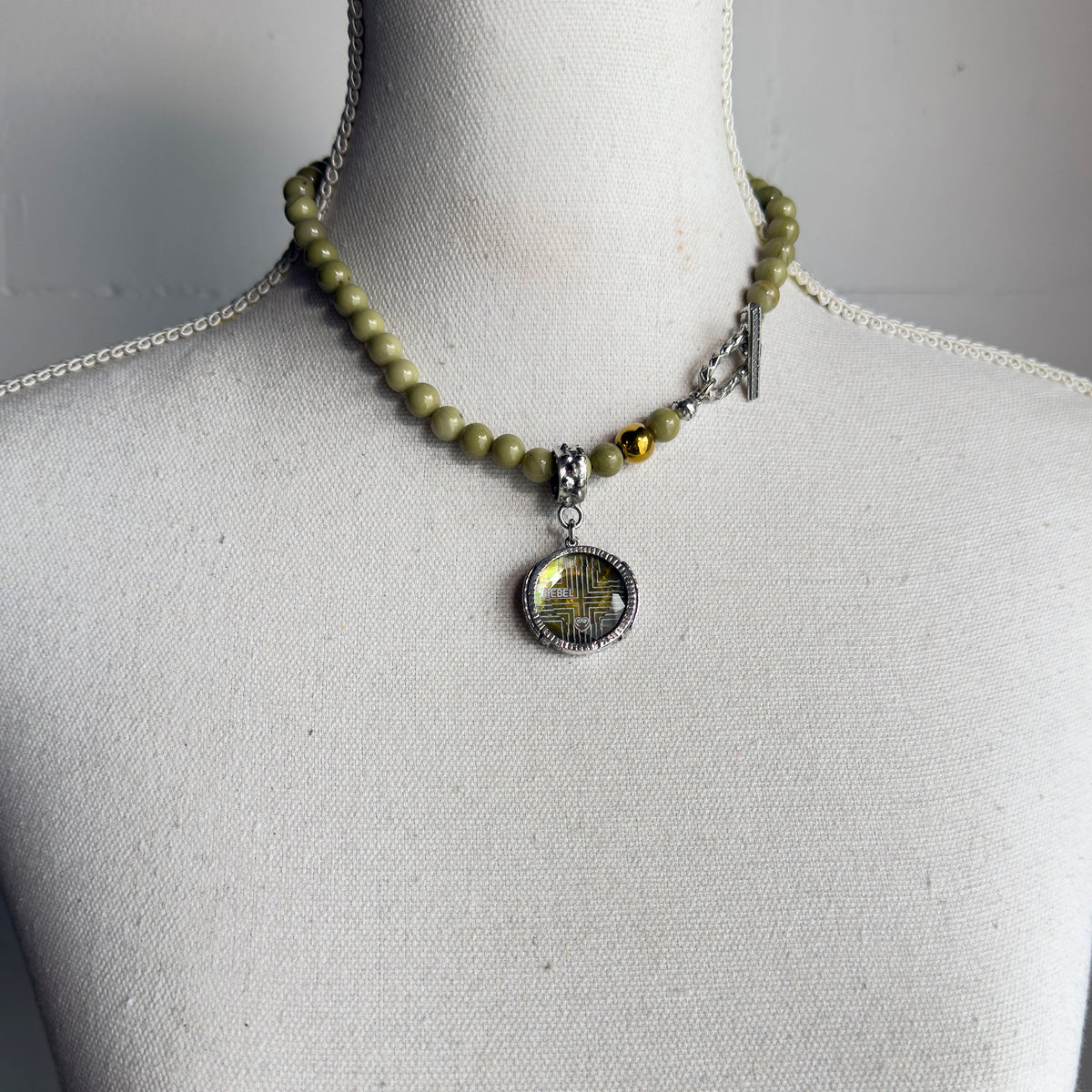 Rebel Rebel Matcha Groen Kralenketting – Sterling Zilver – Gem Kingdom