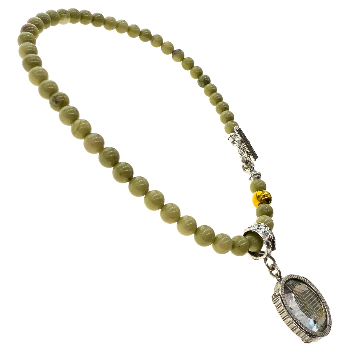Rebel Rebel Matcha Groen Kralenketting – Sterling Zilver – Gem Kingdom