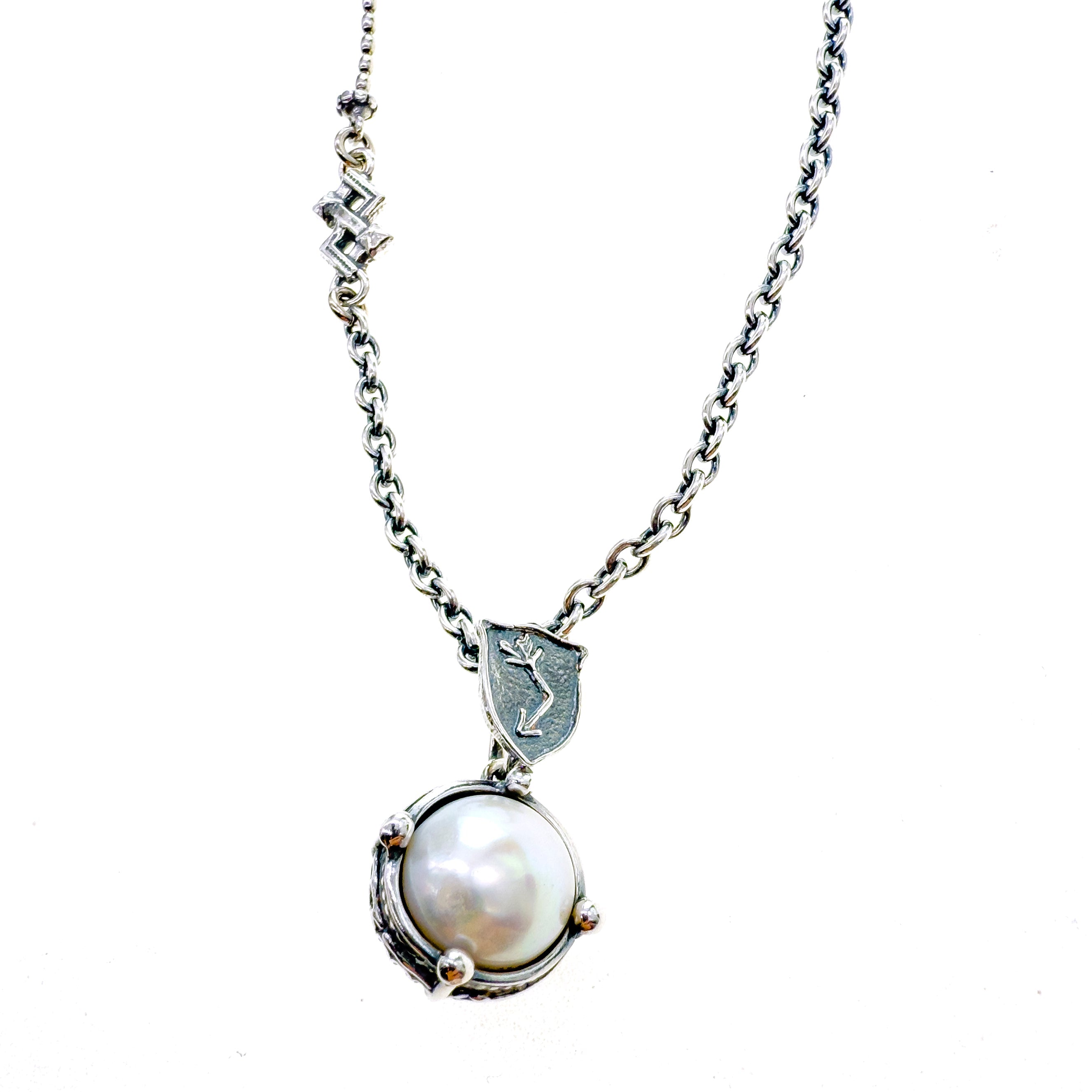 White Pearl Pendant Sterling Silver Necklace – Sterling Silver – Gem Kingdom