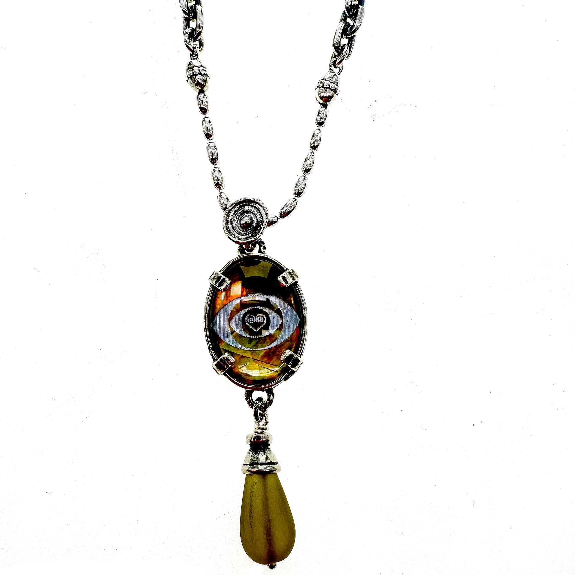 Green Eye Necklace – Sterling Silver – Gem Kingdom