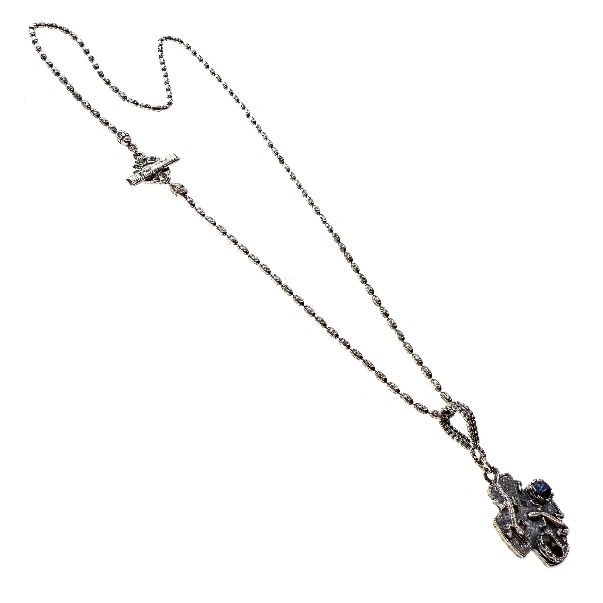 Dark Lizard Cross Necklace – Sterling Silver – Gem Kingdom