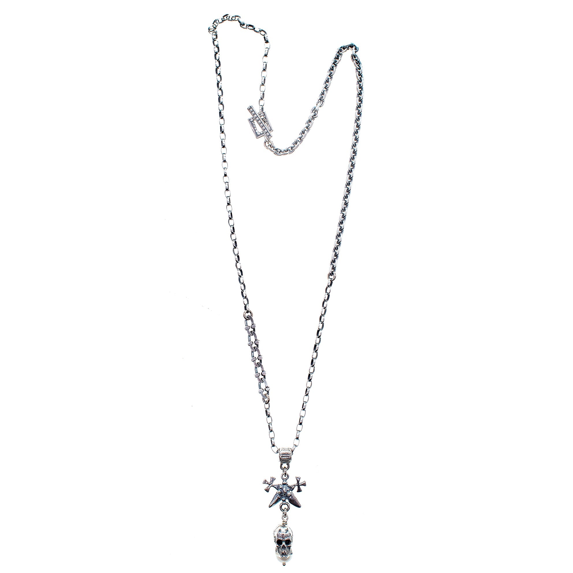 Skull Necklace – Sterling Silver – Gem Kingdom