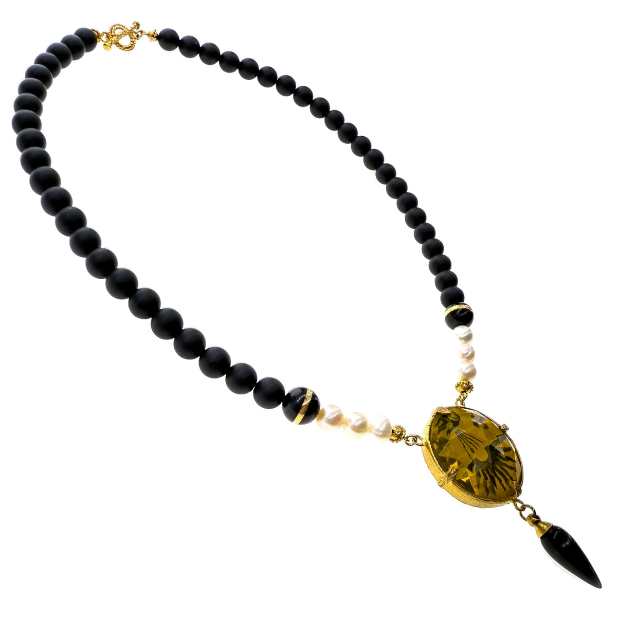 Zwart-Gele Kristallen Ketting – Verguld – Gem Kingdom