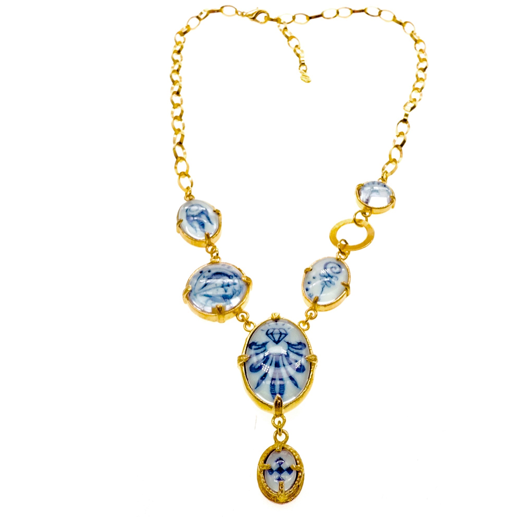 Cosmic Glow Charm Statement Necklace – Gold Plated – Gem Kingdom