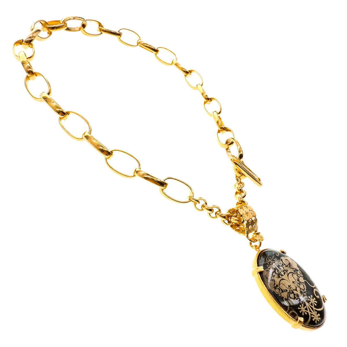 Open Schakel Intaglio Ketting – Verguld – Gem Kingdom