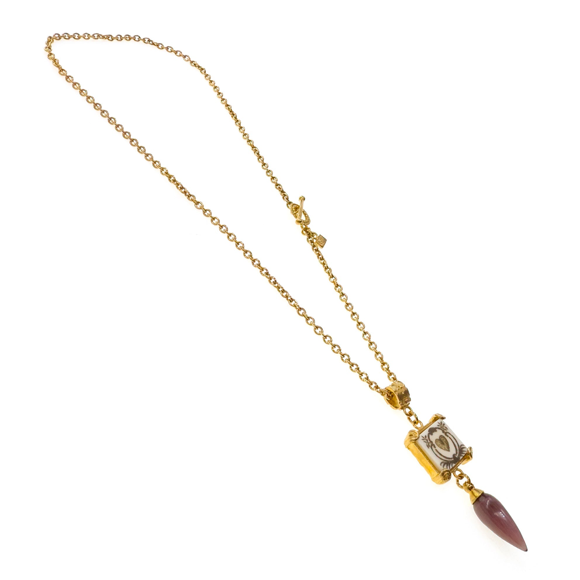Square Engraved Bone Heart Necklace – Gold Plated – Gem Kingdom