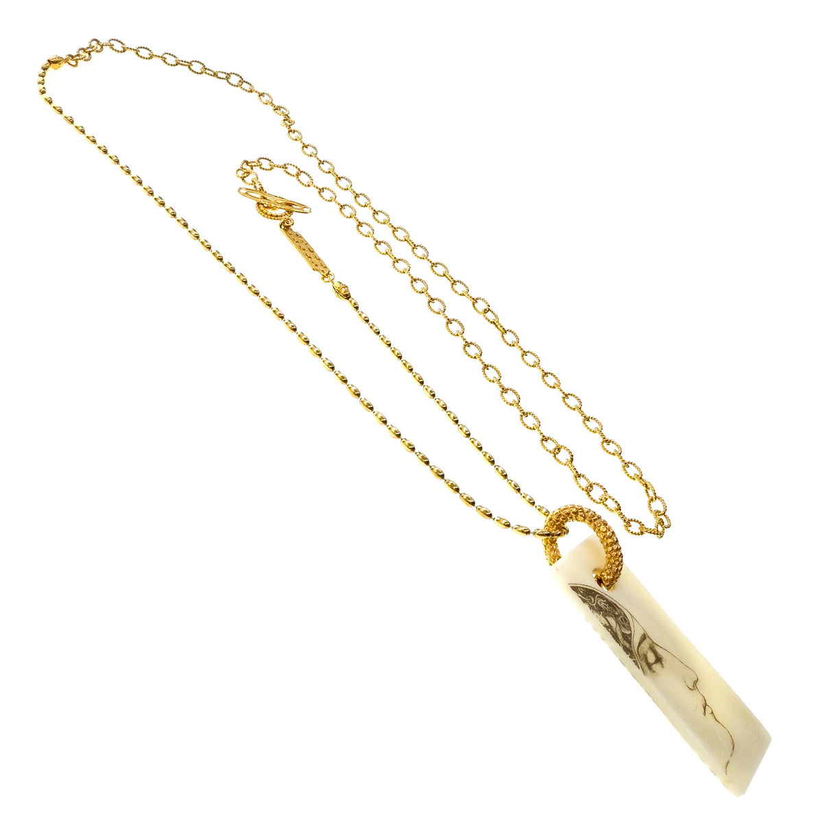 Ketting Profiel En Swirl Wit – 18K Verguld – Gem Kingdom