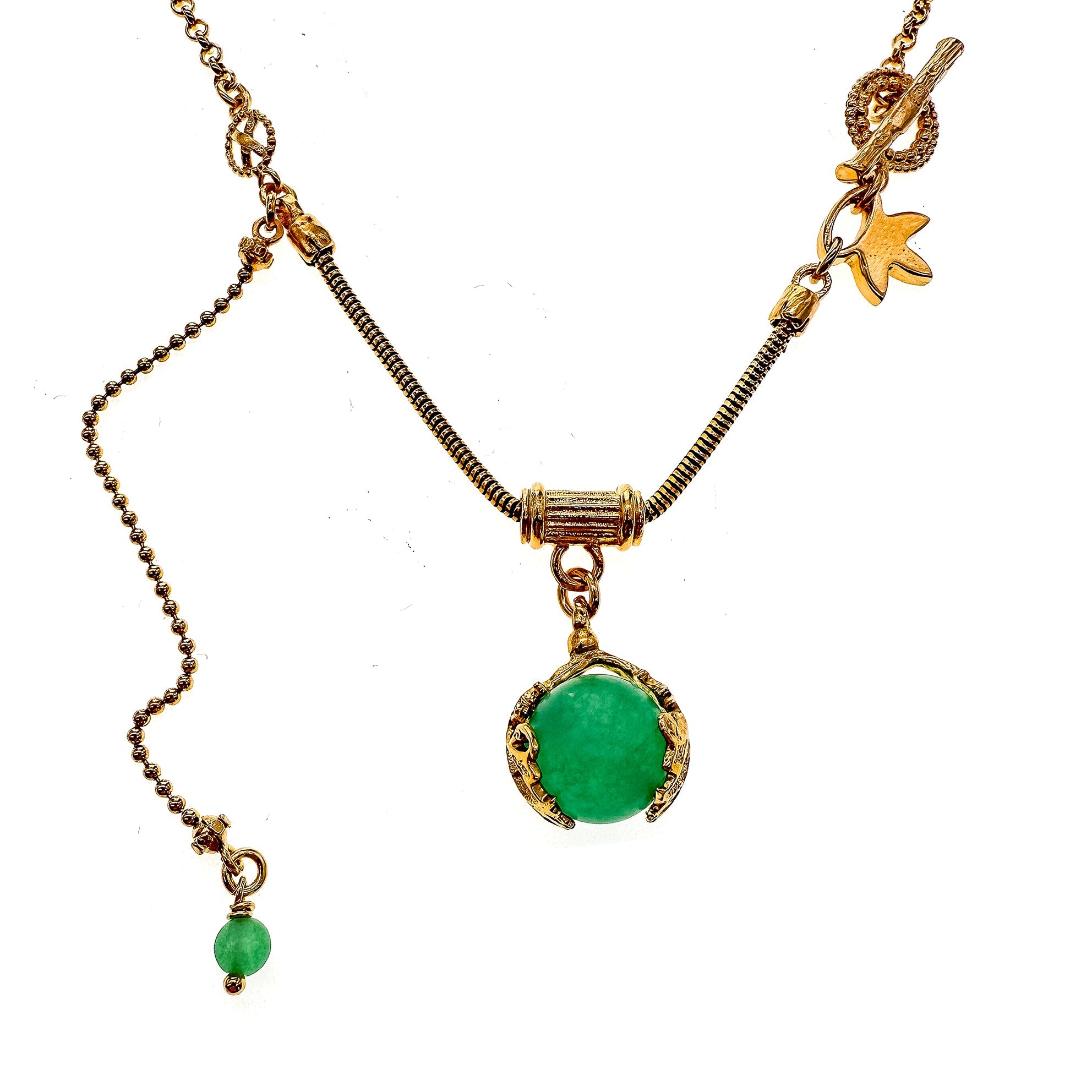 Green Orb Charm Necklace – Gold Plated – Gem Kingdom