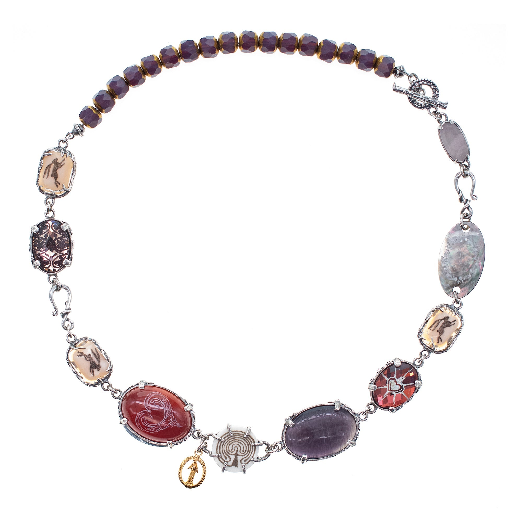 Multi-Stone Intaglio Necklace – Sterling Silver – Gem Kingdom