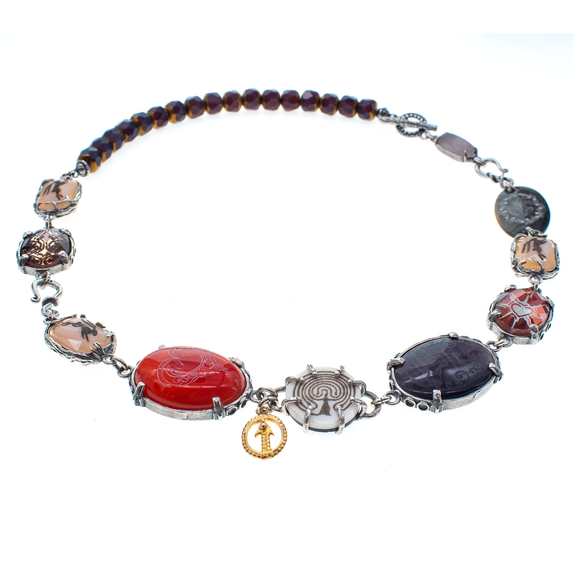 Multi-Stone Intaglio Necklace – Sterling Silver – Gem Kingdom