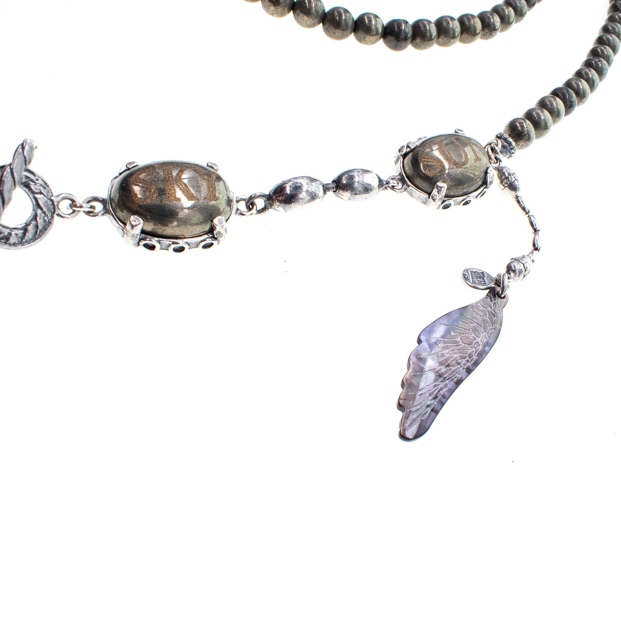 Pyrite Beaded Long Necklace – Sterling Silver – Gem Kingdom