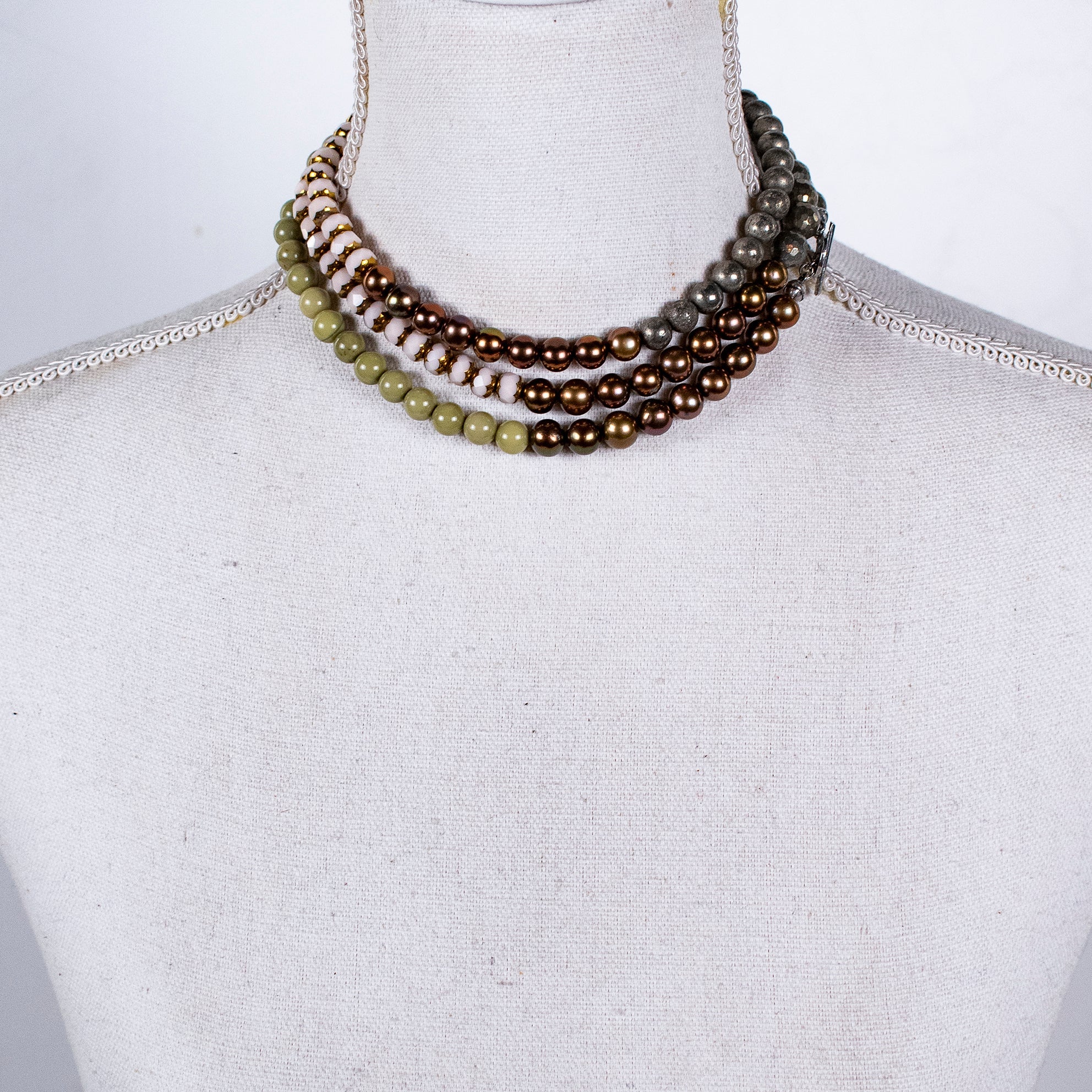 Matcha Agate & Pyrite Extra Long Necklace – Sterling Silver – Gem Kingdom
