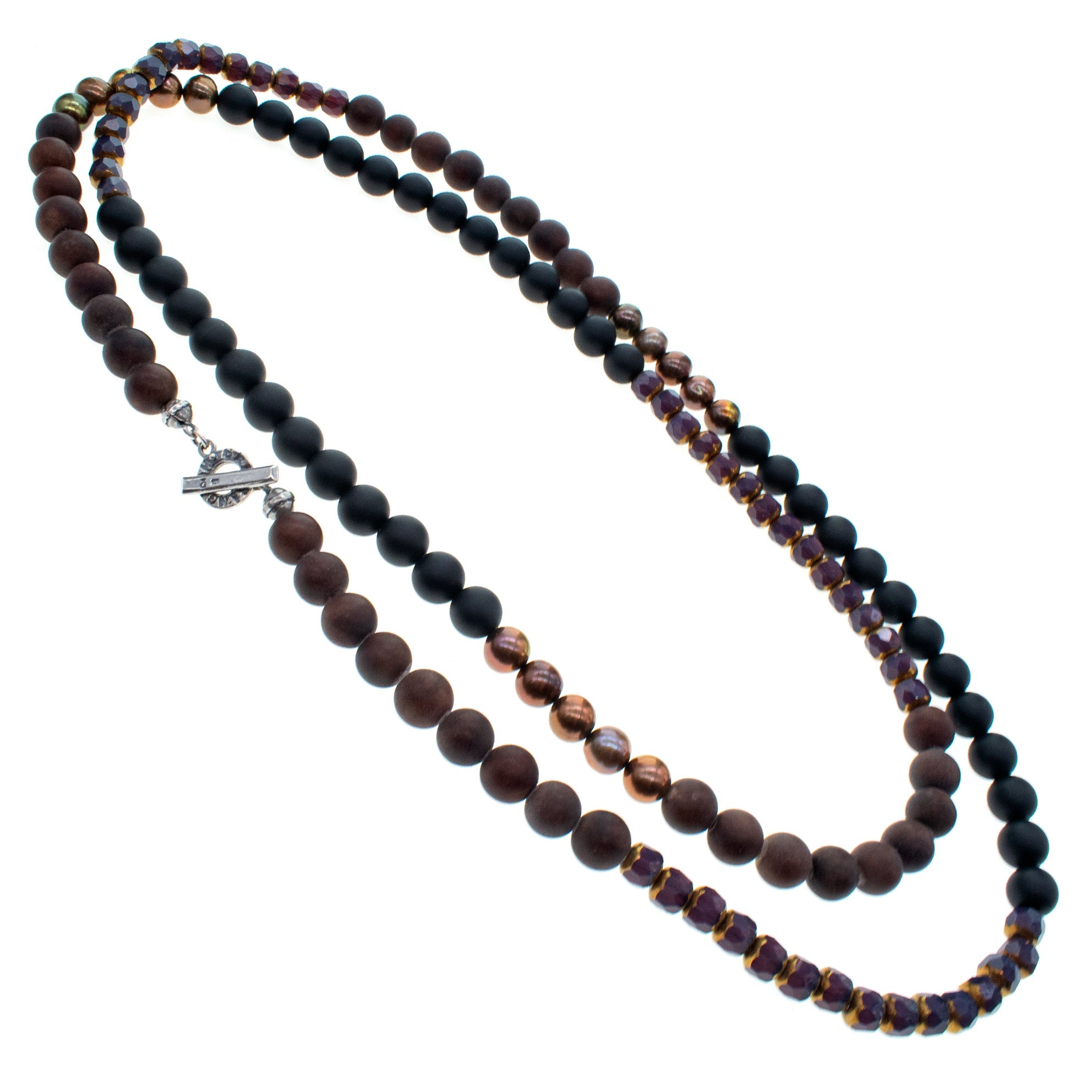 Mashan Jade & Black Matte Onyx Extra Long Necklace – Sterling Silver – Gem Kingdom