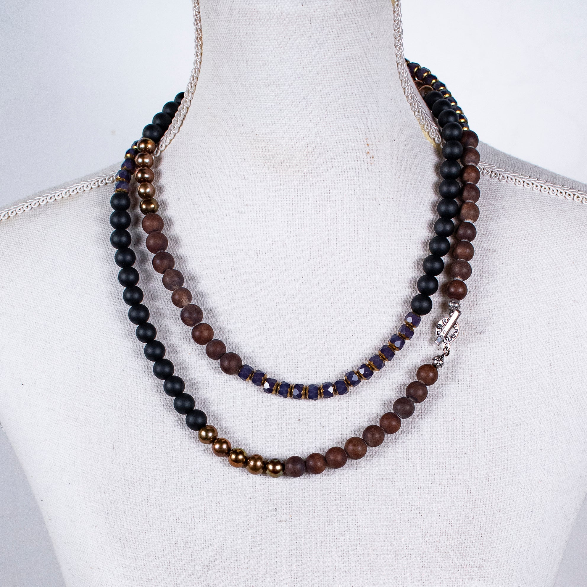 Mashan Jade & Black Matte Onyx Extra Long Necklace – Sterling Silver – Gem Kingdom