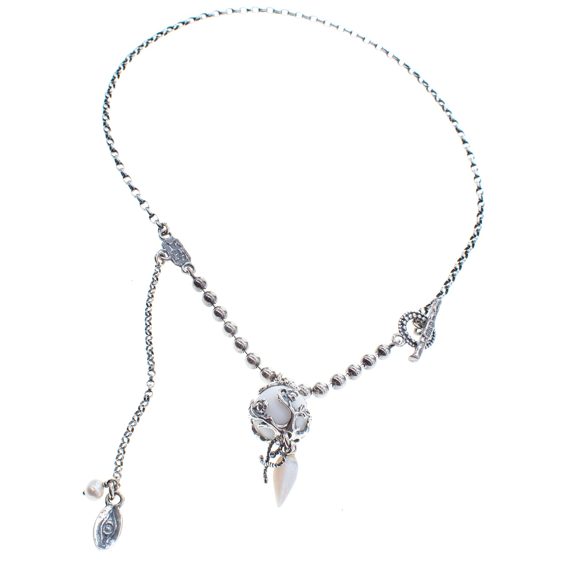 White Porcelain Pendant Necklace – Sterling Silver – Gem Kingdom
