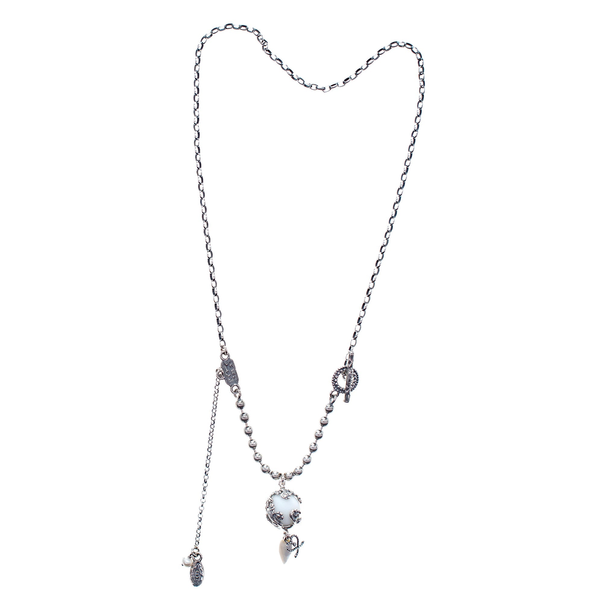 White Porcelain Pendant Necklace – Sterling Silver – Gem Kingdom