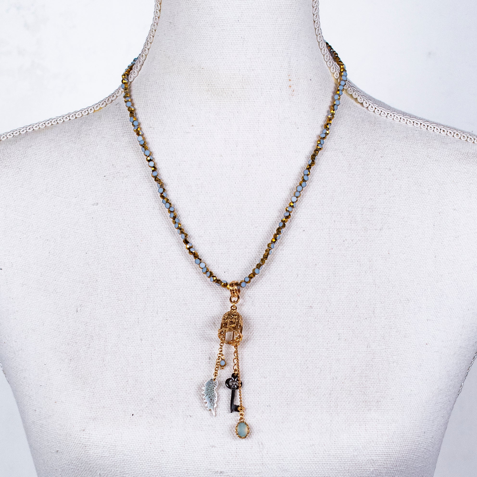 Enchanted Birdcage Necklace – Gold Plated – Gem Kingdom