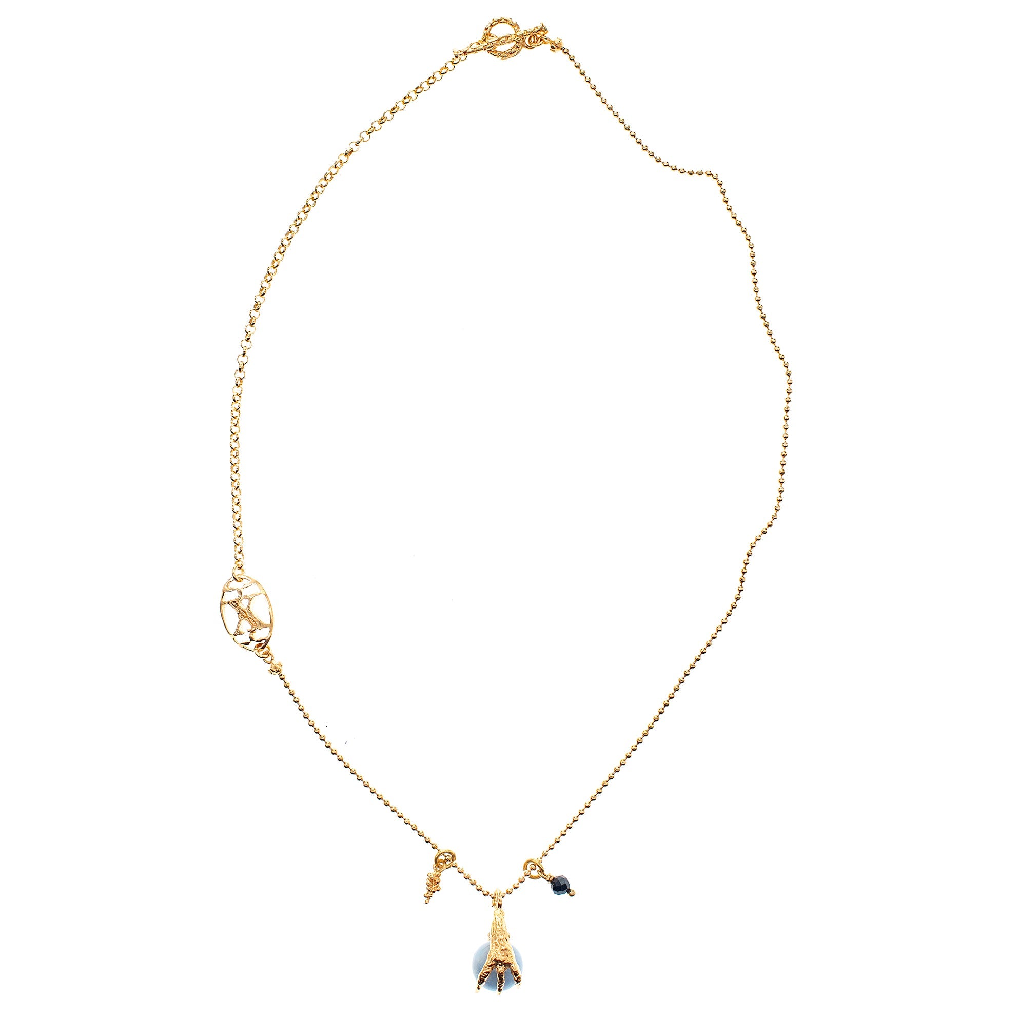 Blue Claw Charm Necklace – Gold Plated – Gem Kingdom