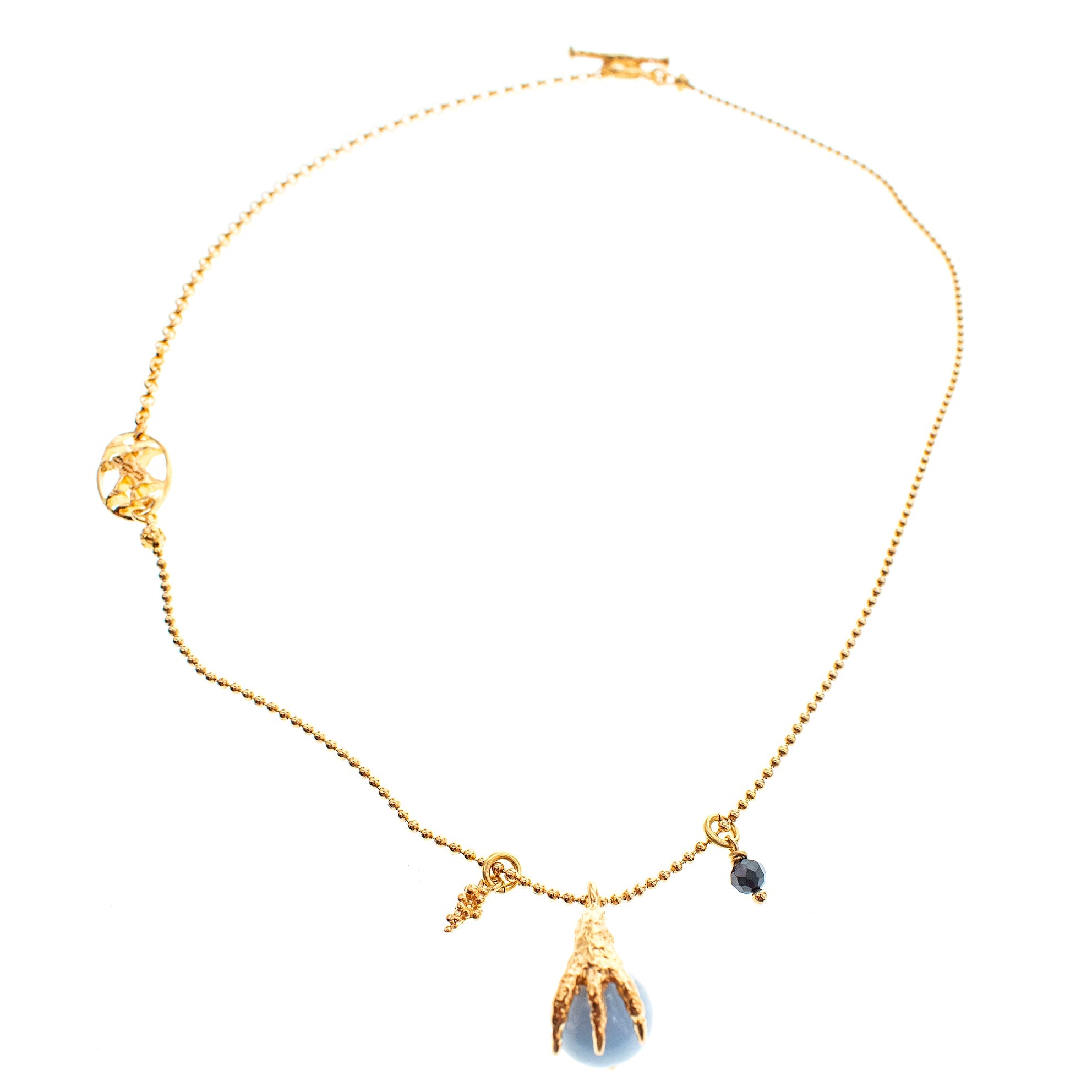 Blue Claw Charm Necklace – Gold Plated – Gem Kingdom