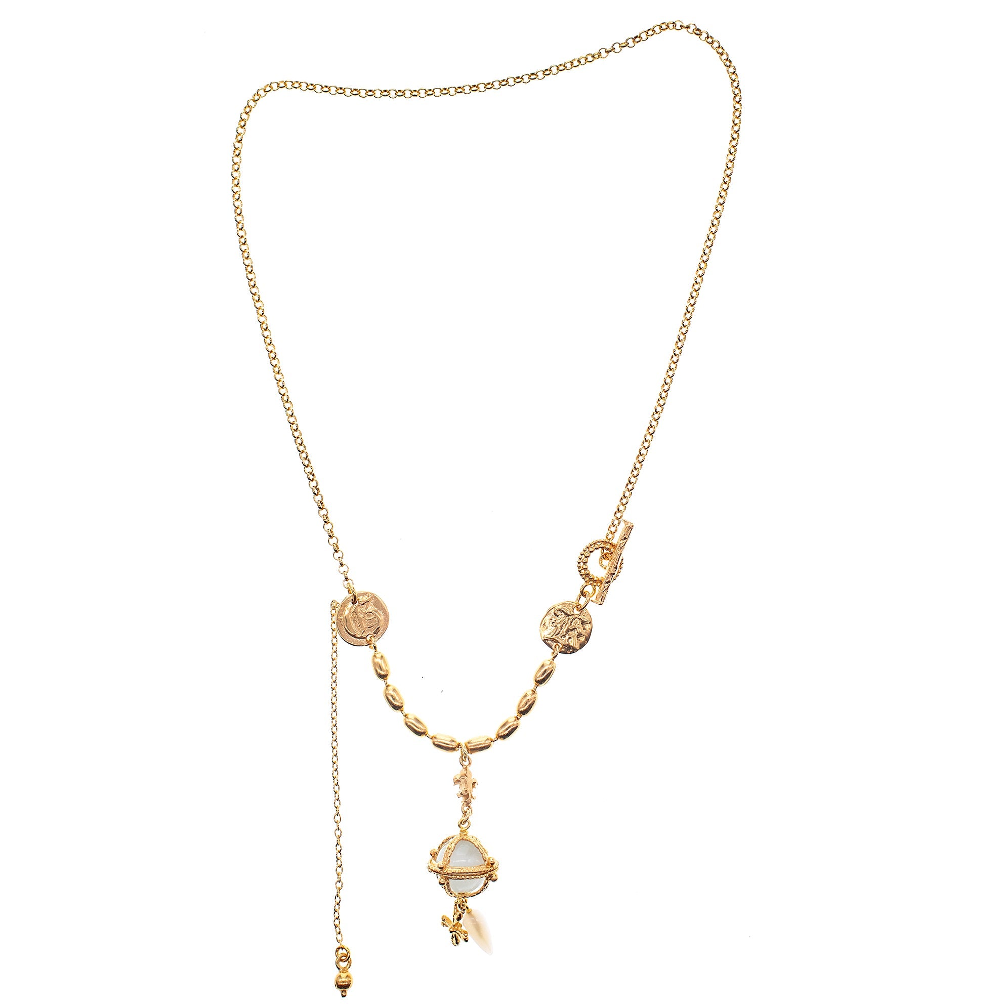 White Royal Orb Necklace – Gold Plated – Gem Kingdom