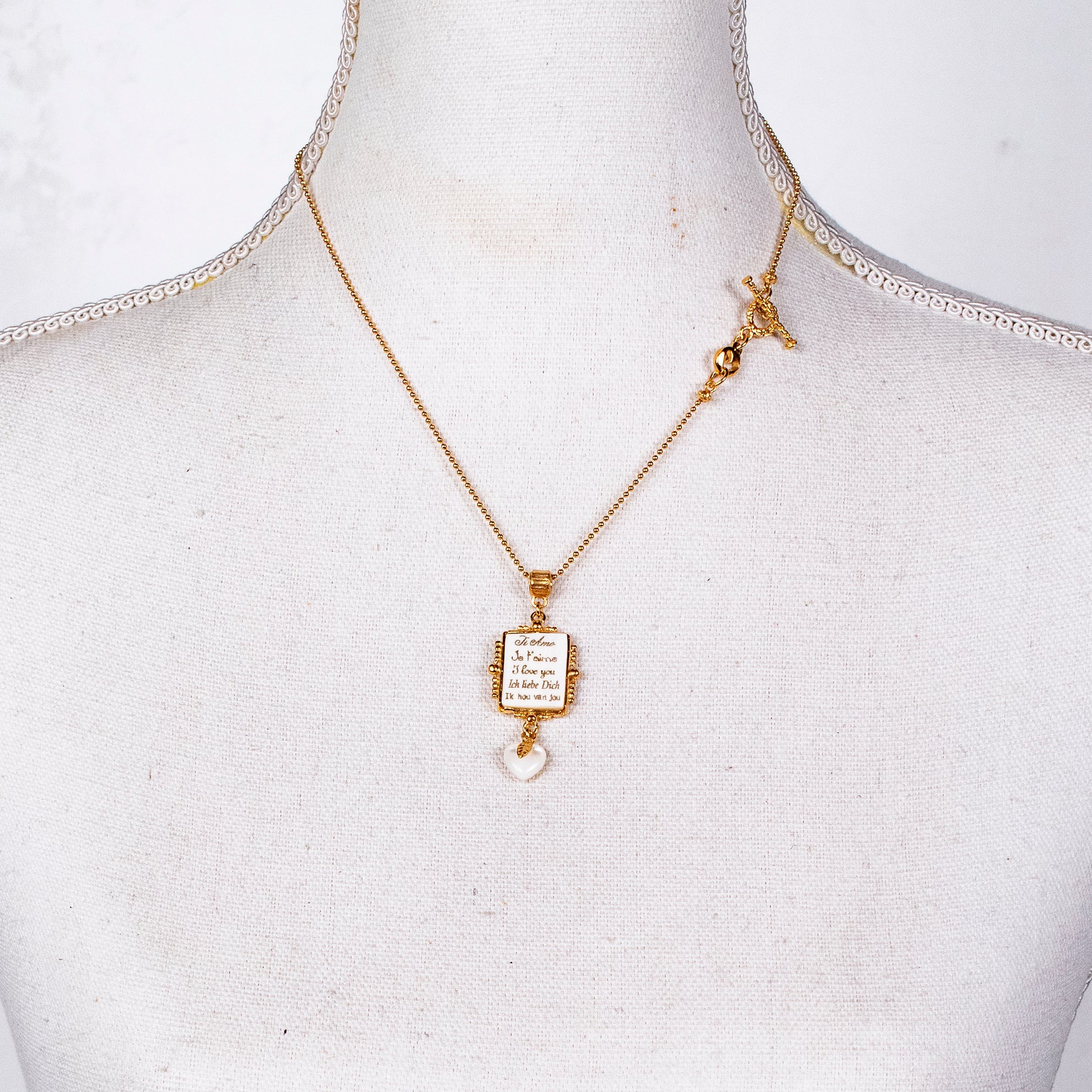 White Love Letter Necklace – Gold Plated – Gem Kingdom