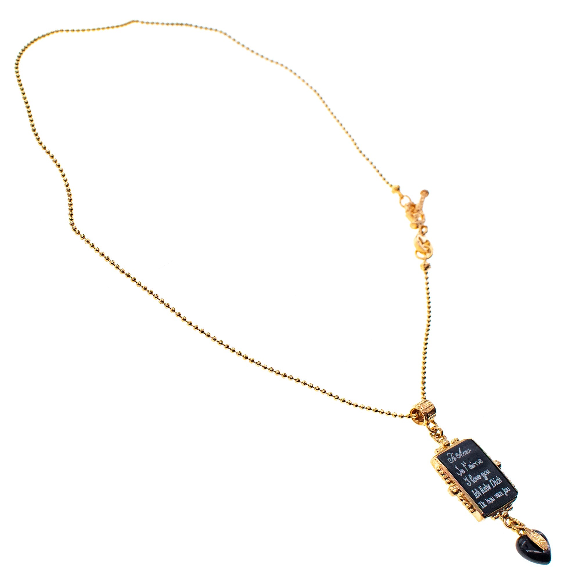 Black Love Letter Necklace – Gold Plated – Gem Kingdom
