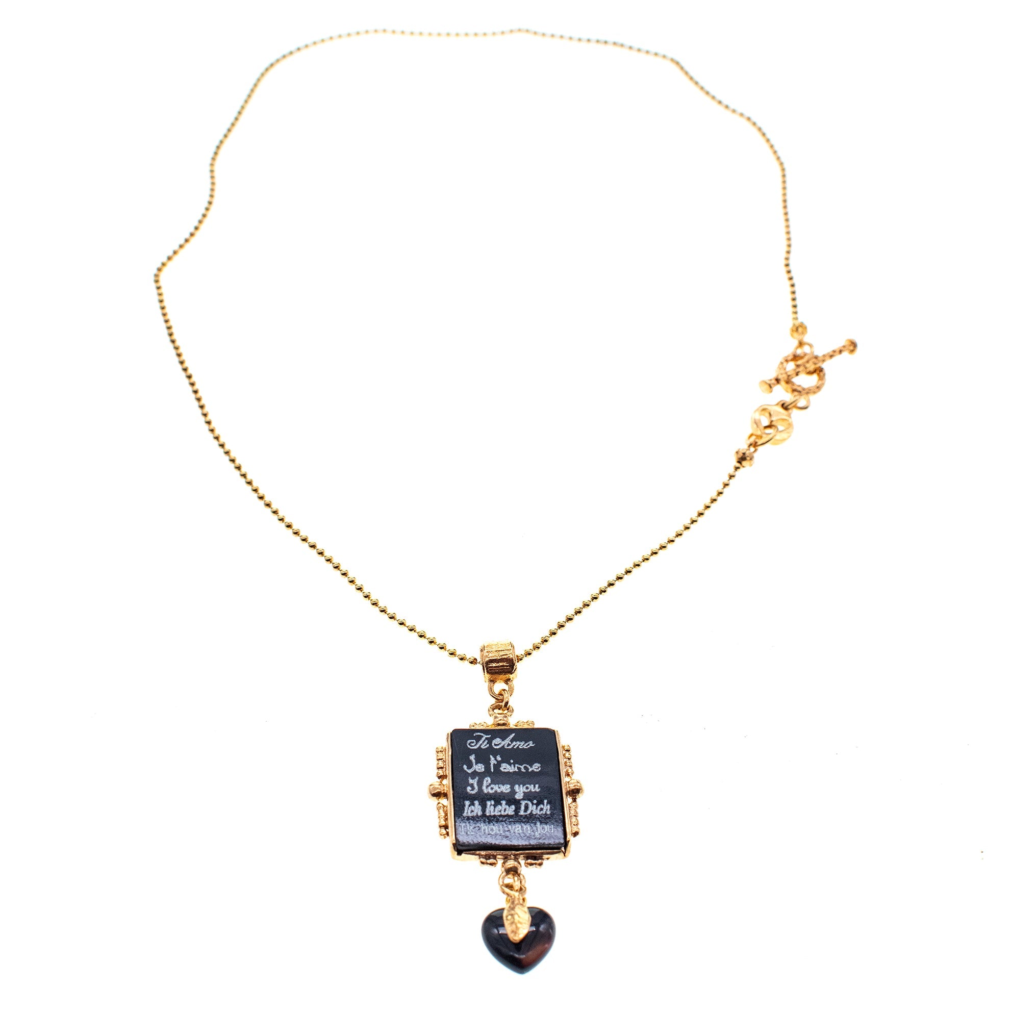 Black Love Letter Necklace – Gold Plated – Gem Kingdom