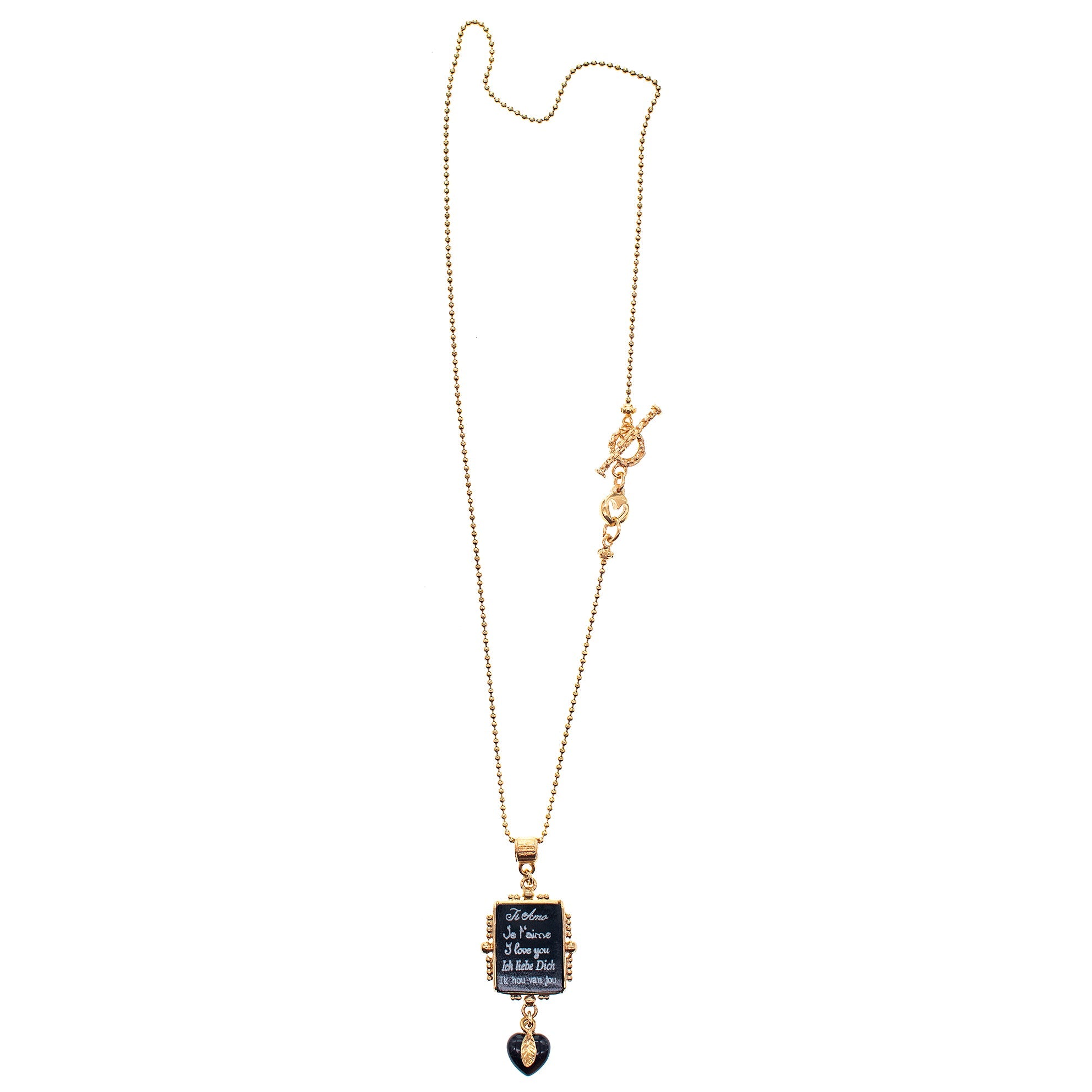 Black Love Letter Necklace – Gold Plated – Gem Kingdom
