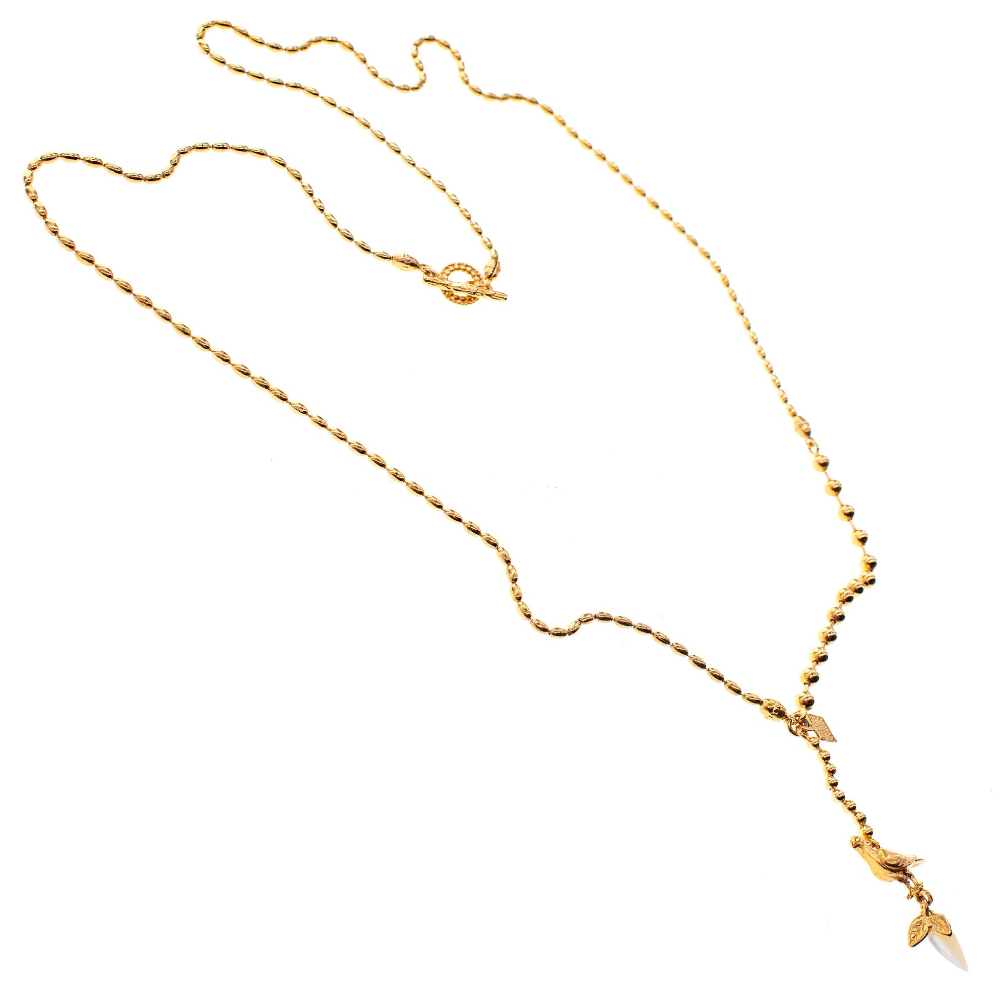 Dove Necklace Long White Drop – Gold Plated – Gem Kingdom