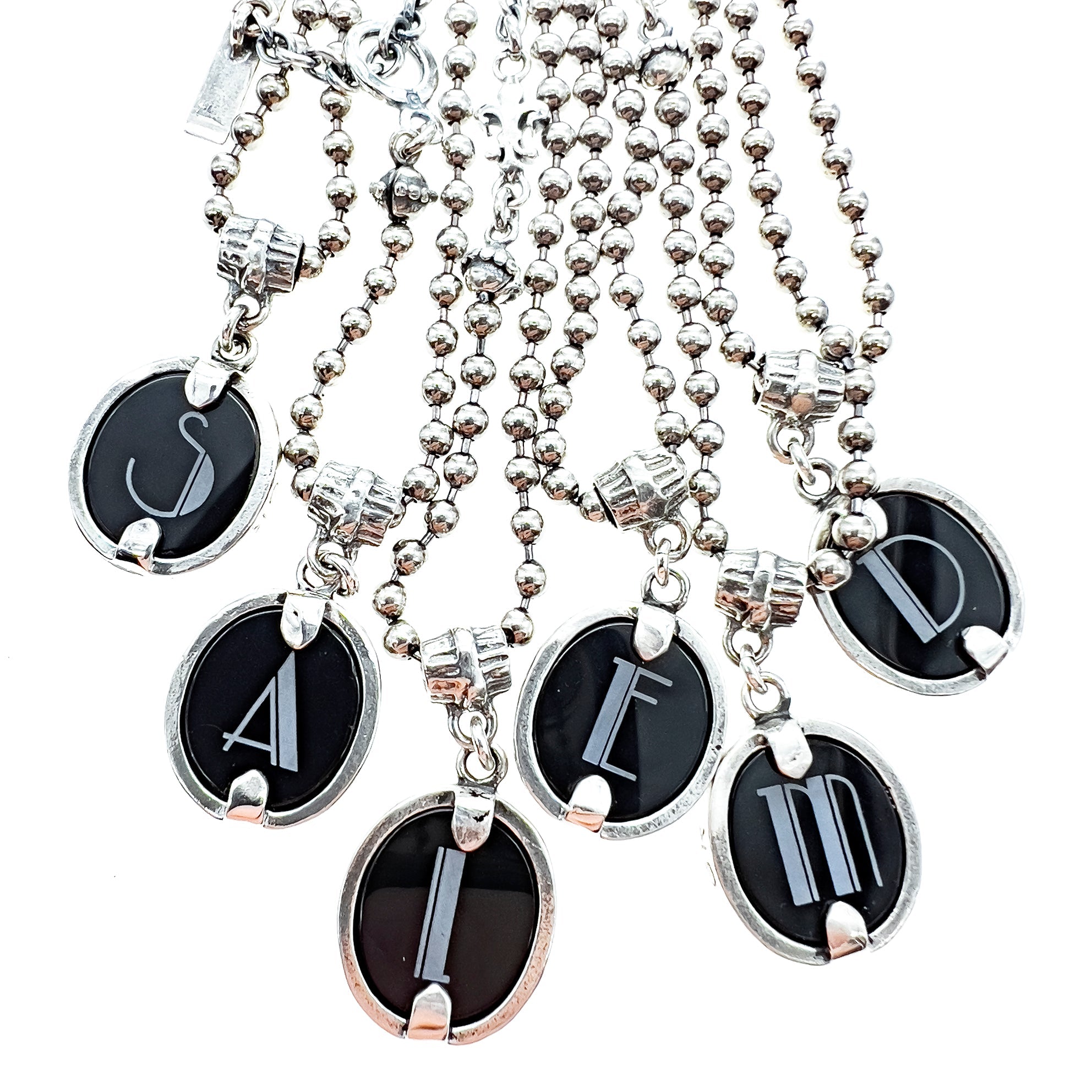 Sterling Silver Black Onyx Monogram Necklace – Sterling Silver – Gem Kingdom
