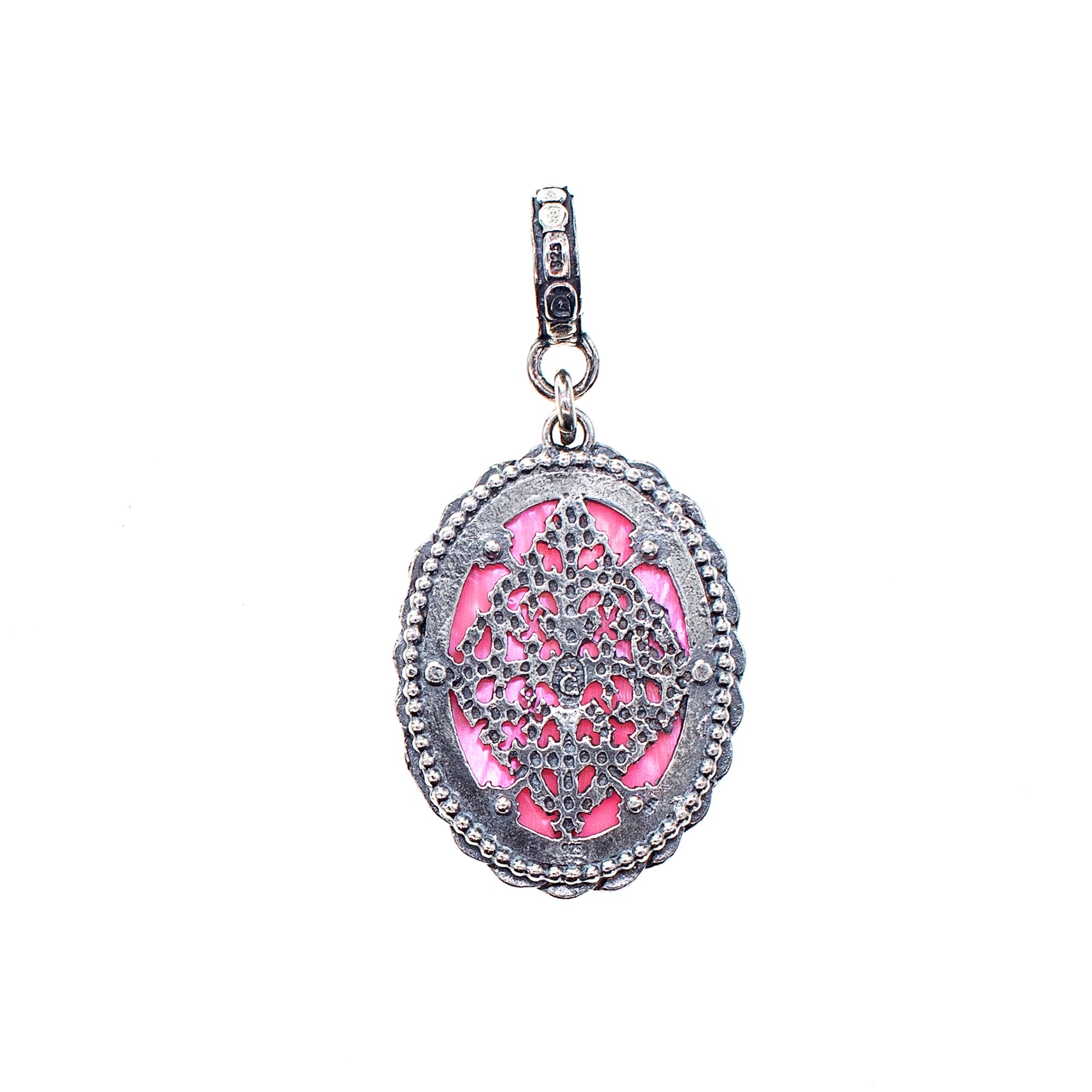 Pink Sacred Heart Pendant – Sterling Silver – Gem Kingdom