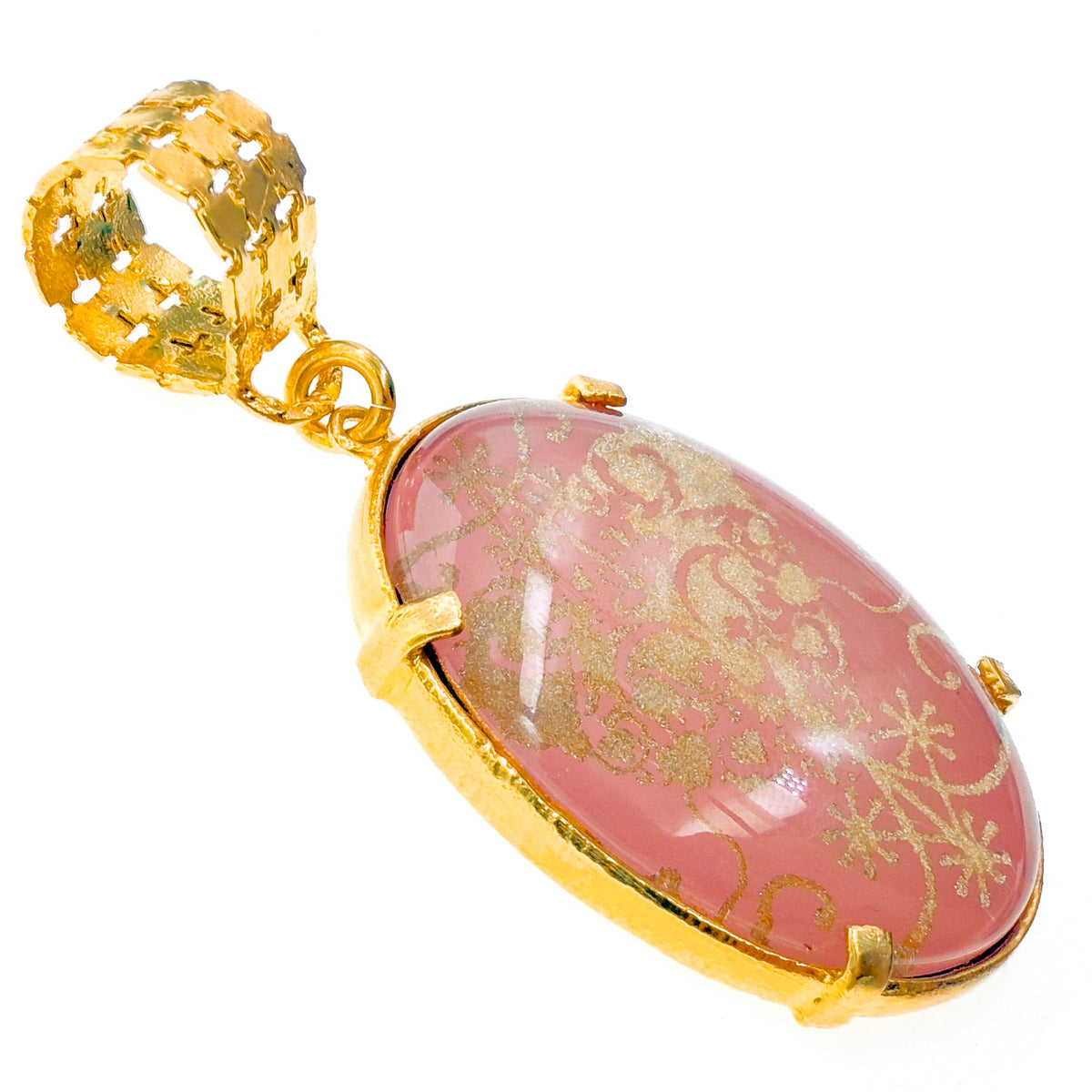 Pink Intaglio Pendant – Gold Plated – Gem Kingdom