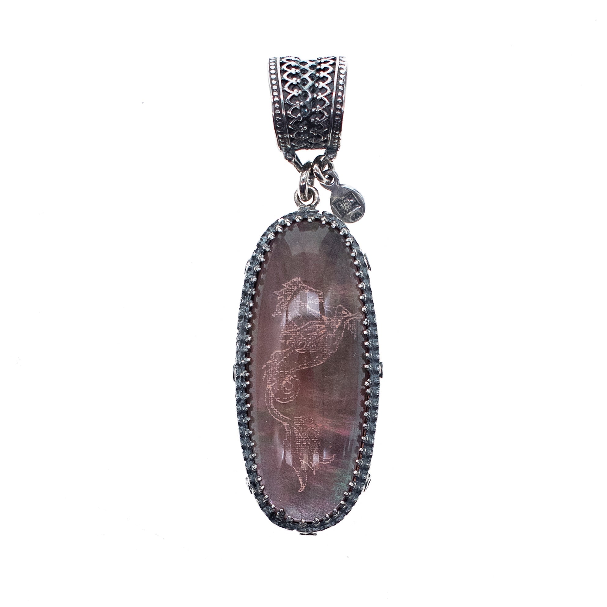 Engraved Bohemian Crystal Hippocampus Pendant – Sterling Silver – Gem Kingdom