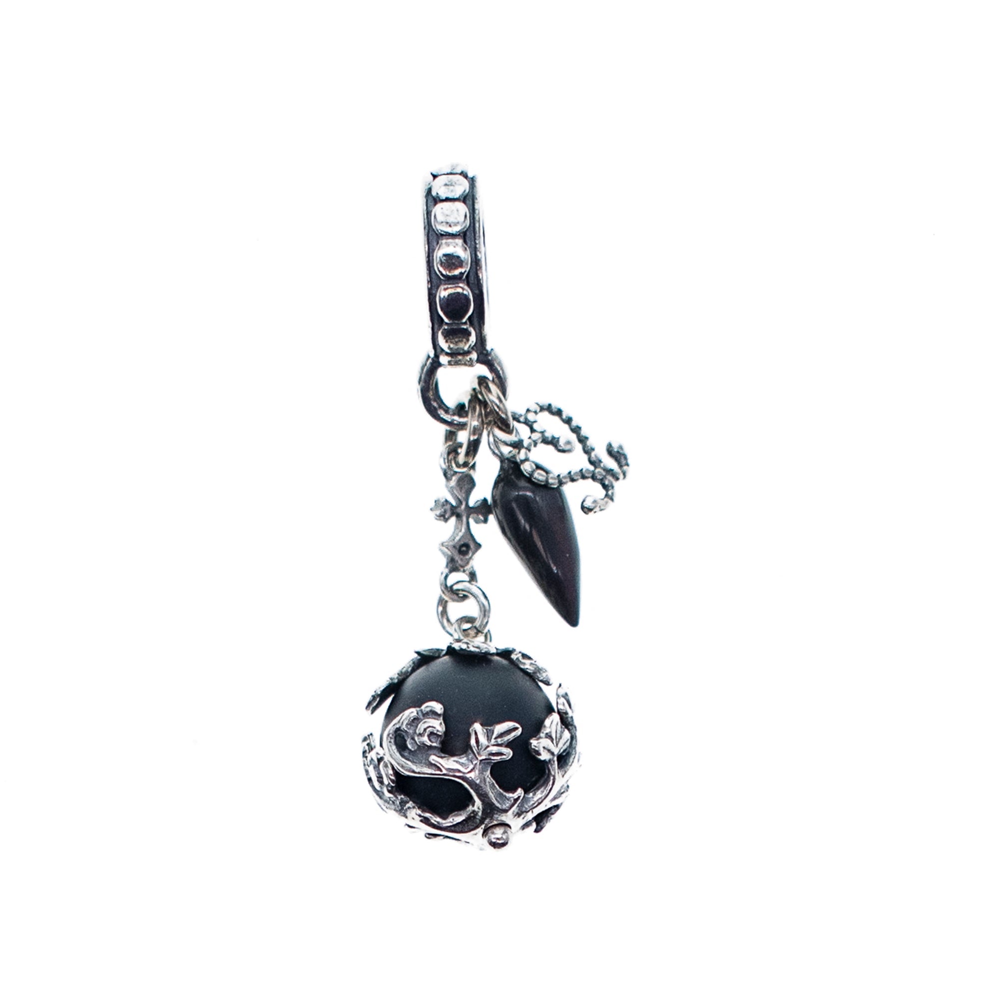 Black Matte Onyx Orb Pendant – Sterling Silver – Gem Kingdom