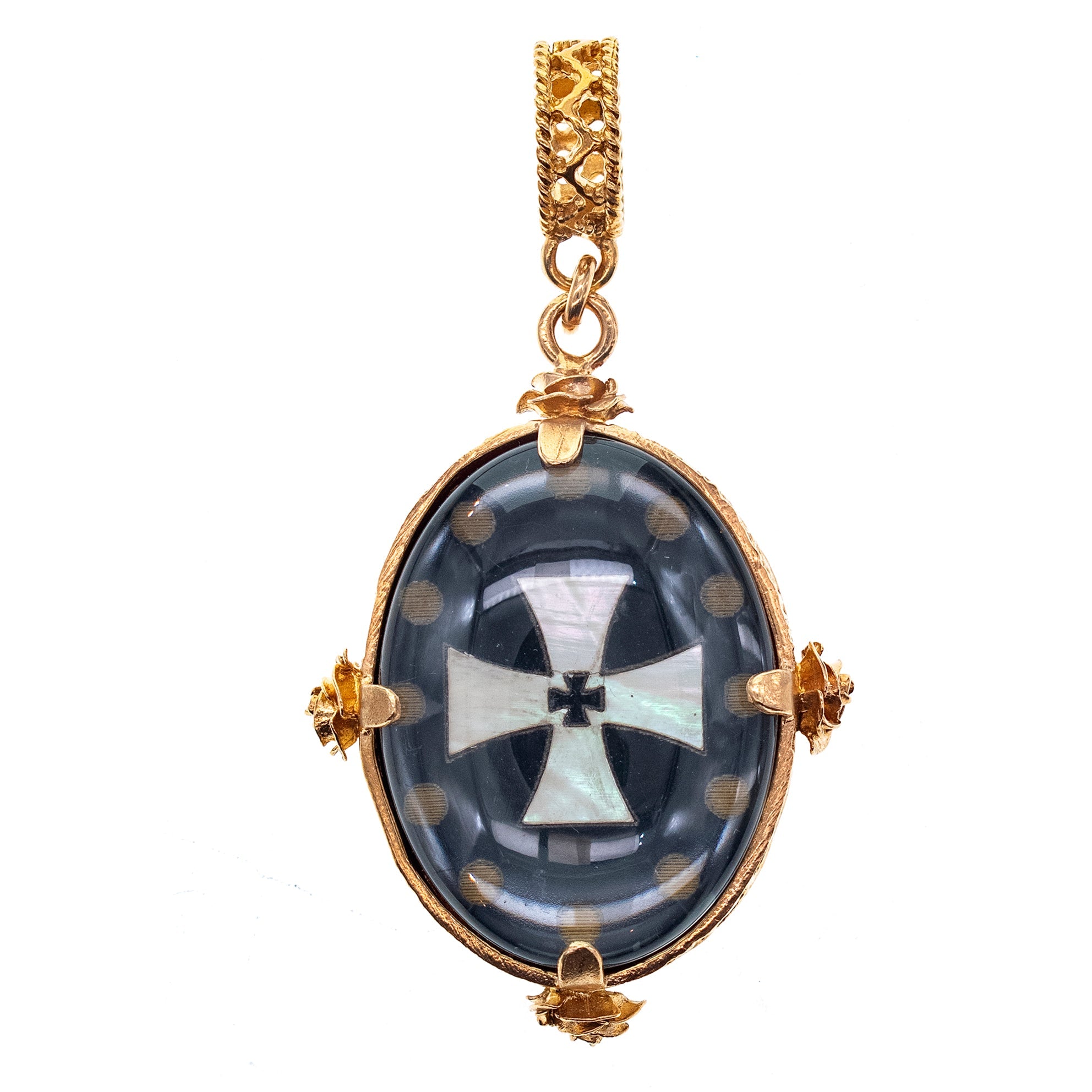 Maltese Cross Reversible Pendant – Gold Plated – Gem Kingdom