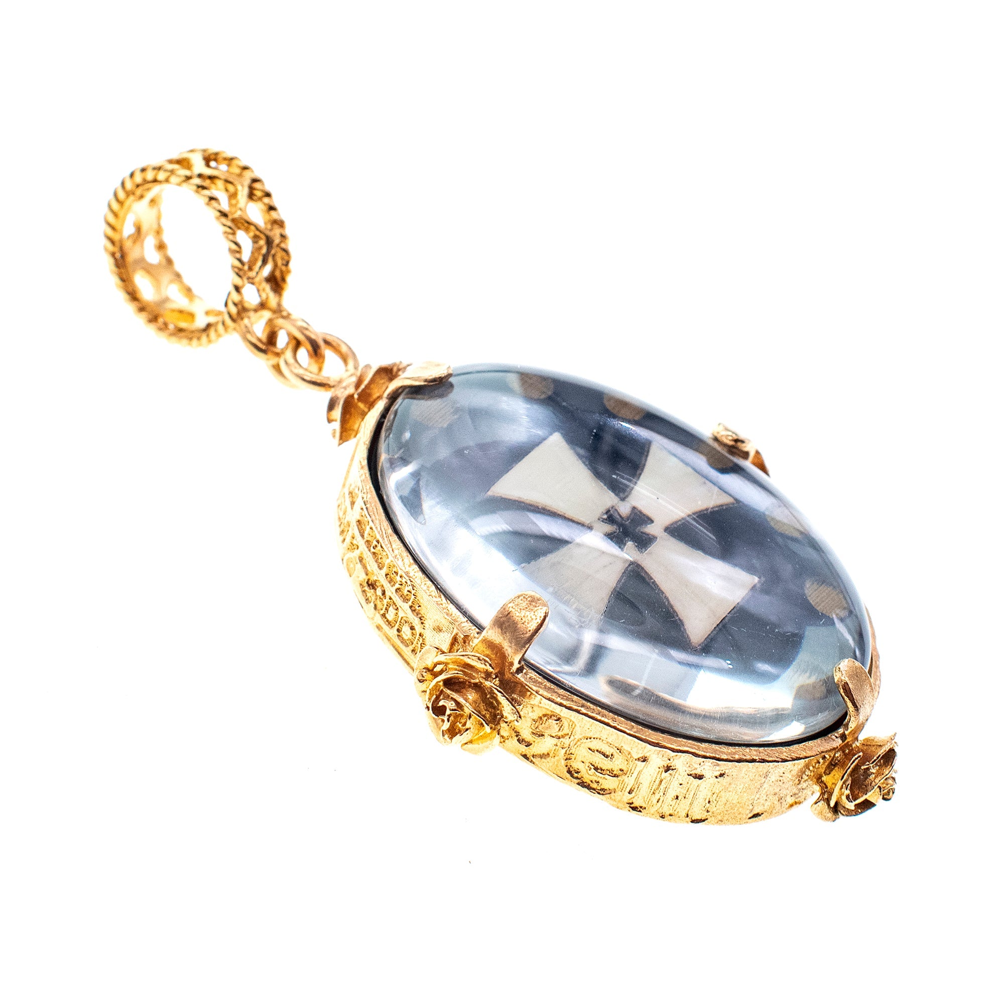 Maltese Cross Reversible Pendant – Gold Plated – Gem Kingdom