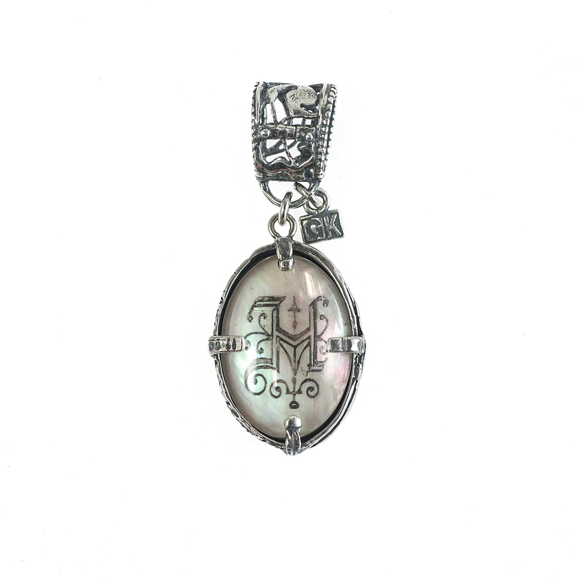 Sterling Silver Mother Of Pearl Monogram Necklace – Sterling Silver – Gem Kingdom