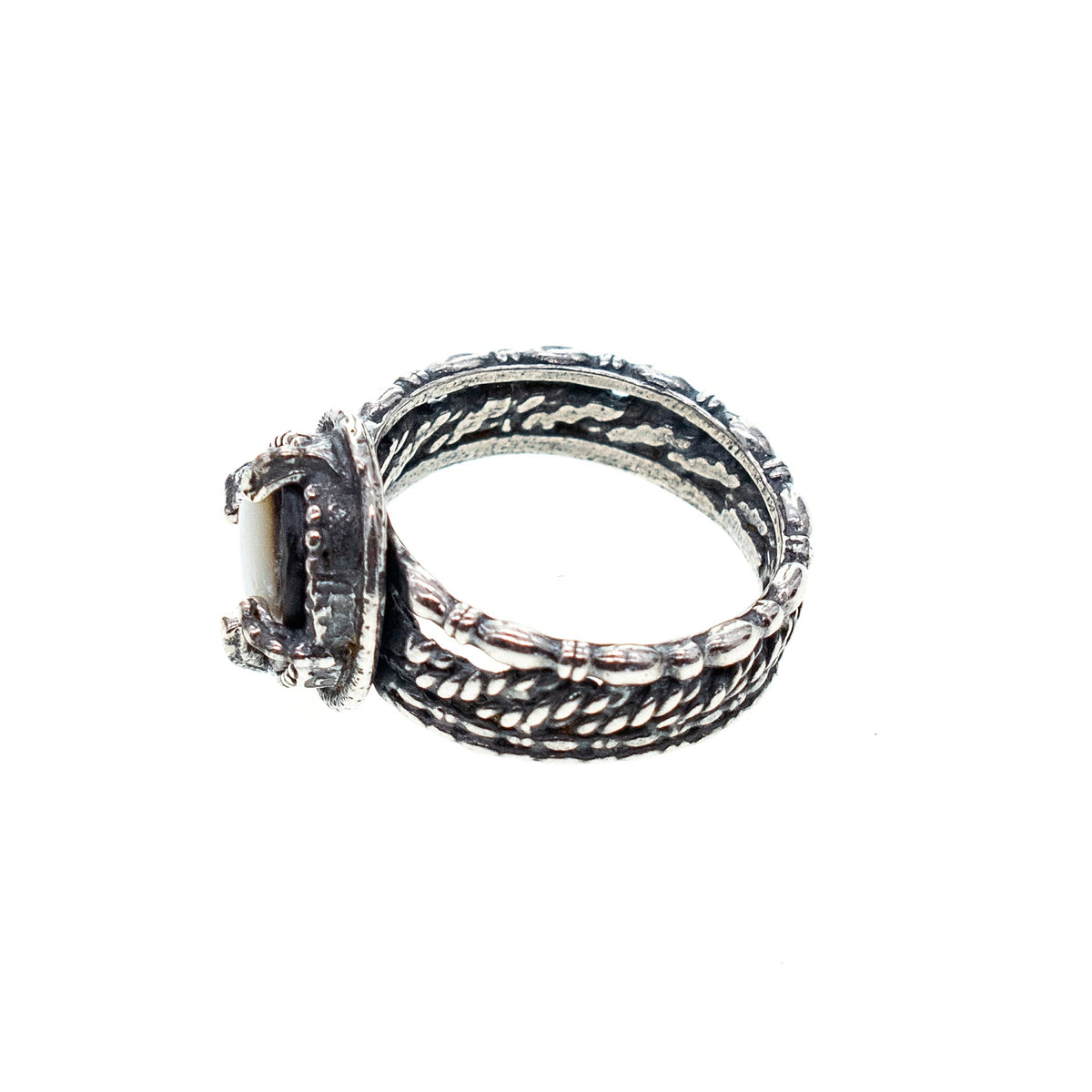 Dolfijn Camee Ring Grijs – Sterling Zilver – Gem Kingdom