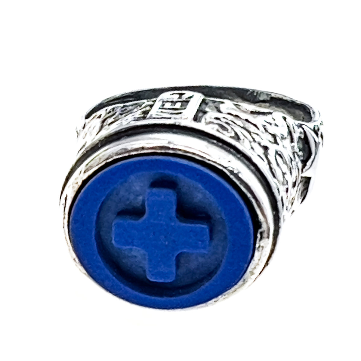 Lapis Cross Ring – Sterling Silver – Gem Kingdom