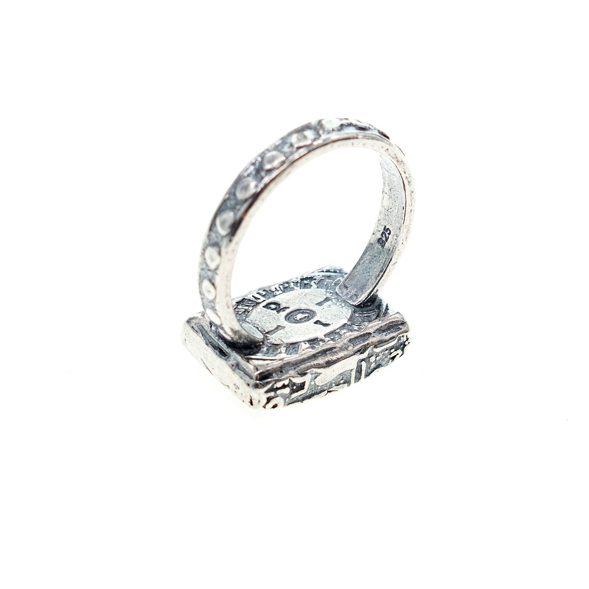 Checked Inlay Ring – Sterling Silver – Gem Kingdom