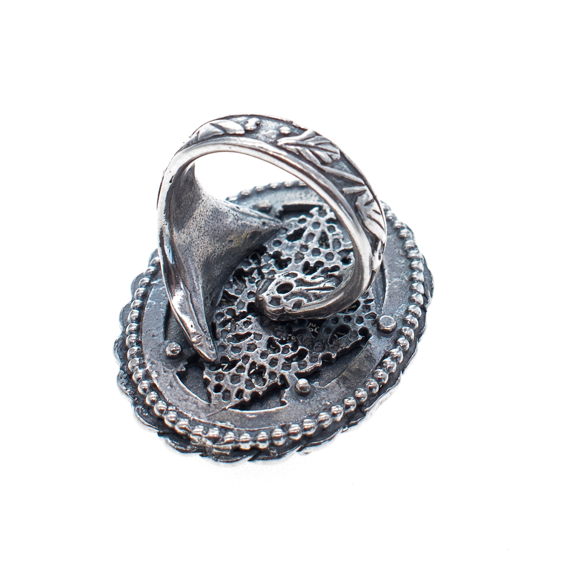 Amber Floral Ring – Sterling Silver – Gem Kingdom