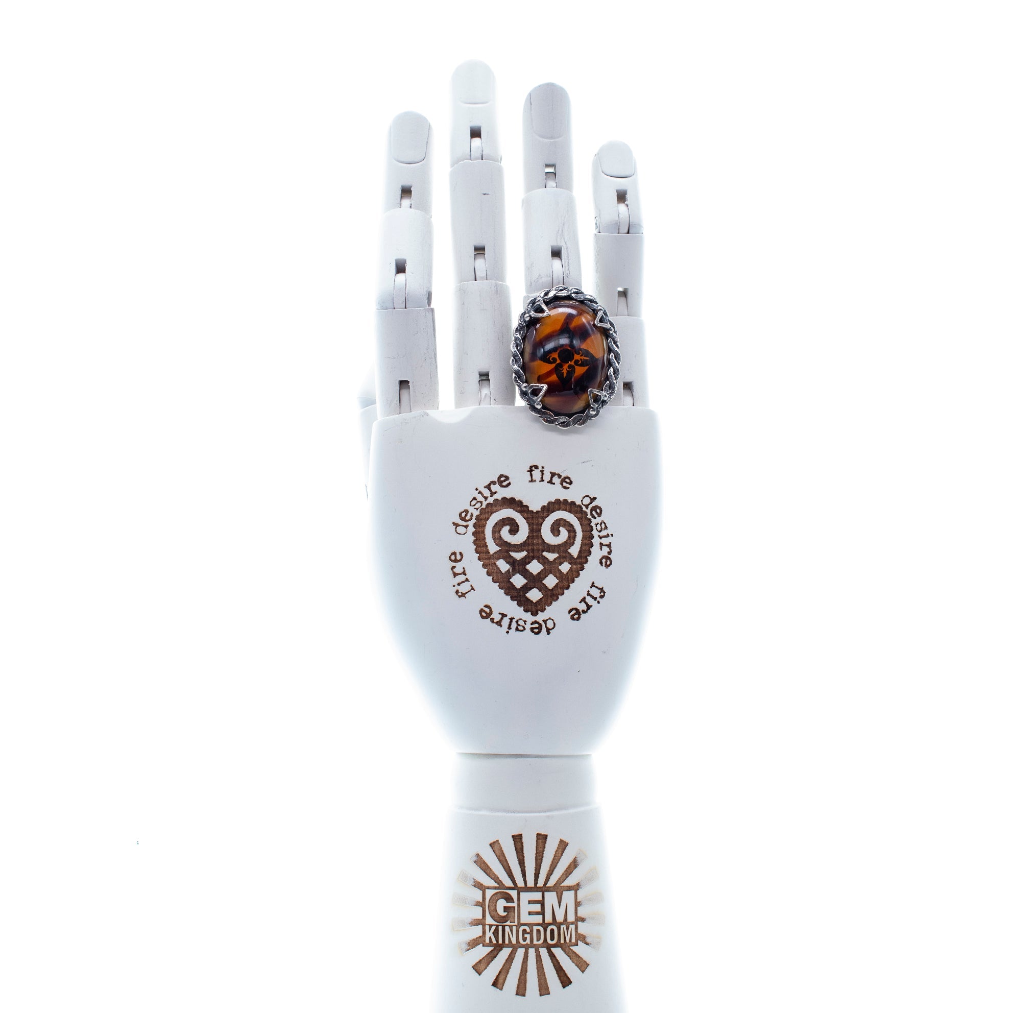 Amber Floral Ring – Sterling Silver – Gem Kingdom