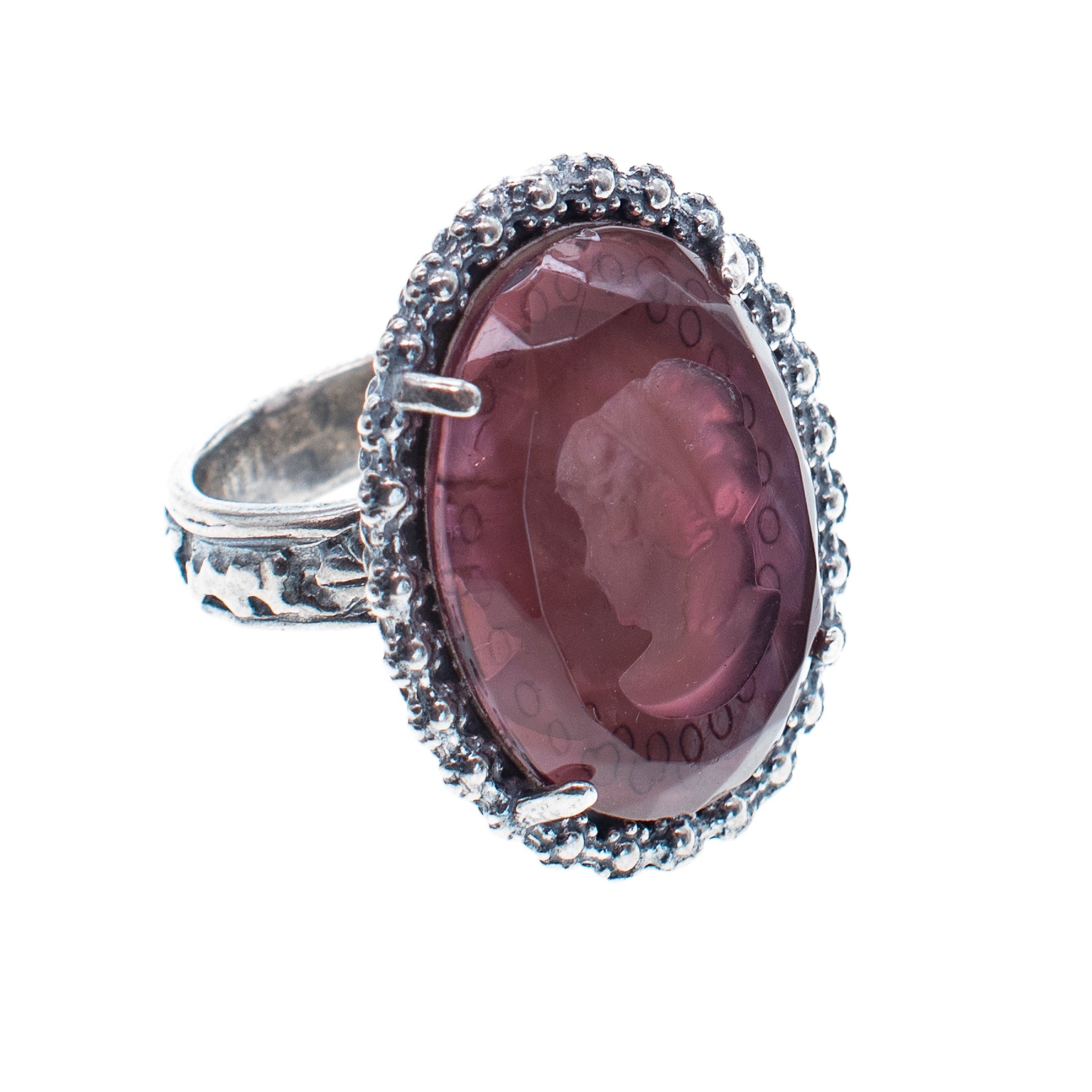 Mauve Pink Cameo Ring – Sterling Silver – Gem Kingdom