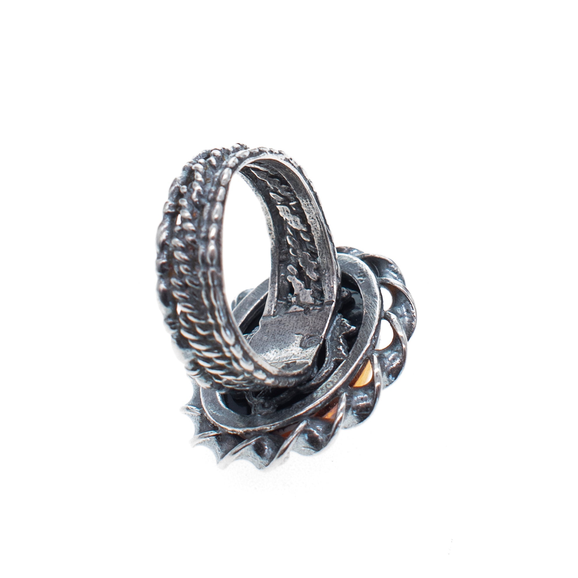 Amber Fleur-De-Lis Ring – Sterling Silver – Gem Kingdom