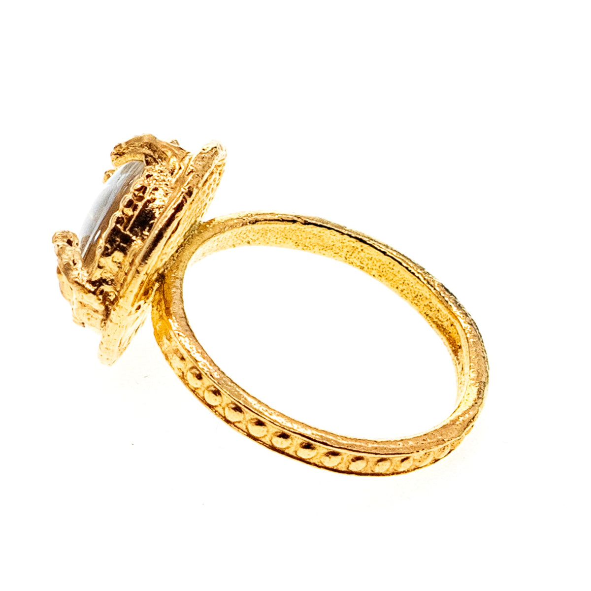 Glow In The Dark Cross Ring Blue – Gold Plated – Gem Kingdom