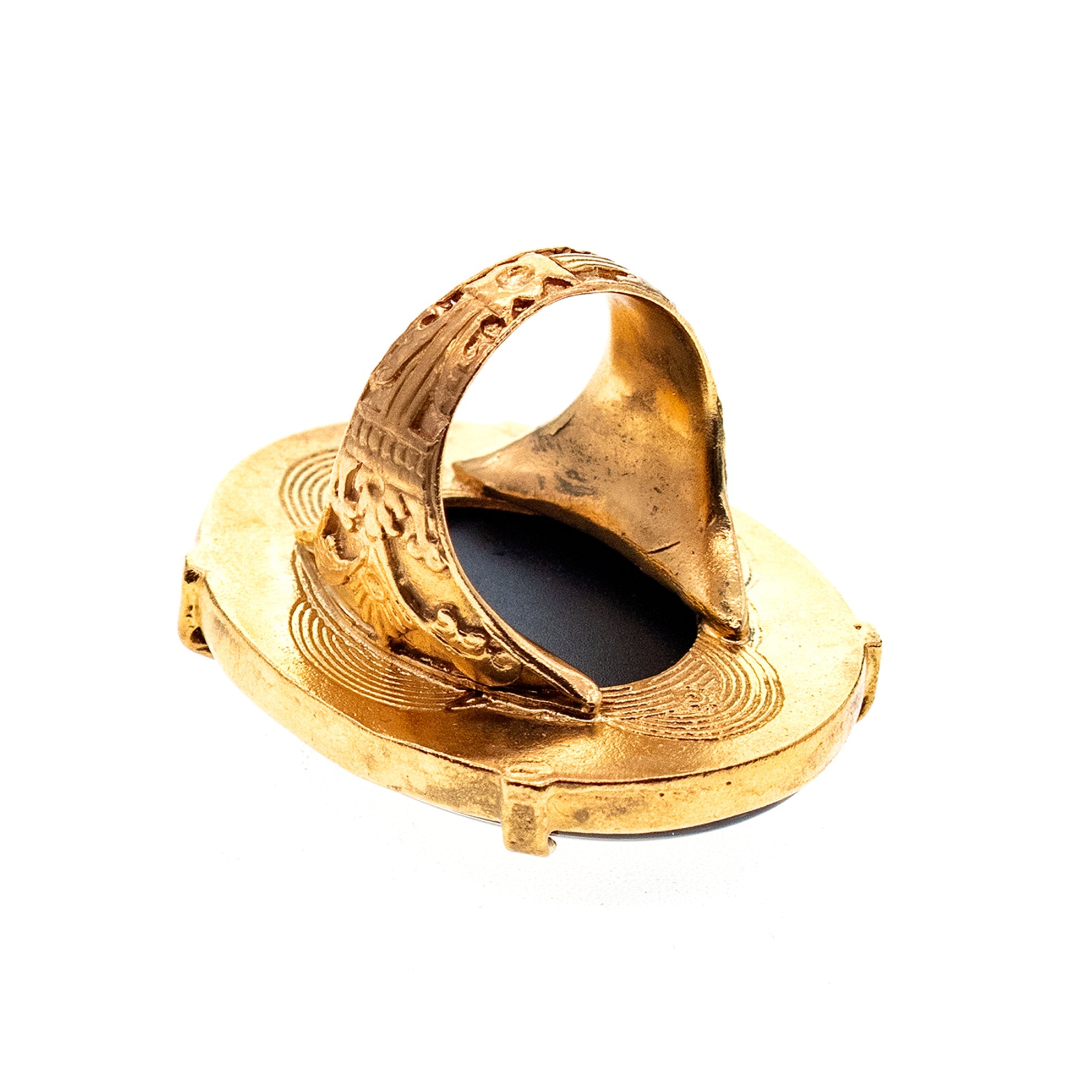 Pink Intaglio Statement Ring – Gold Plated – Gem Kingdom
