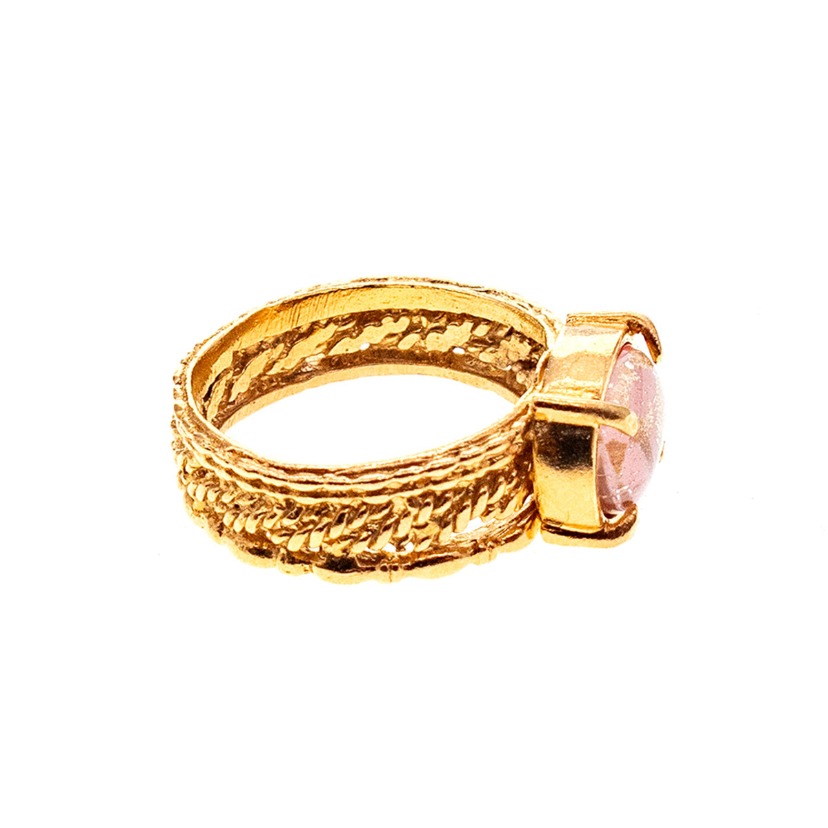 Diamond Cross Ring Pink – Gold Plated – Gem Kingdom