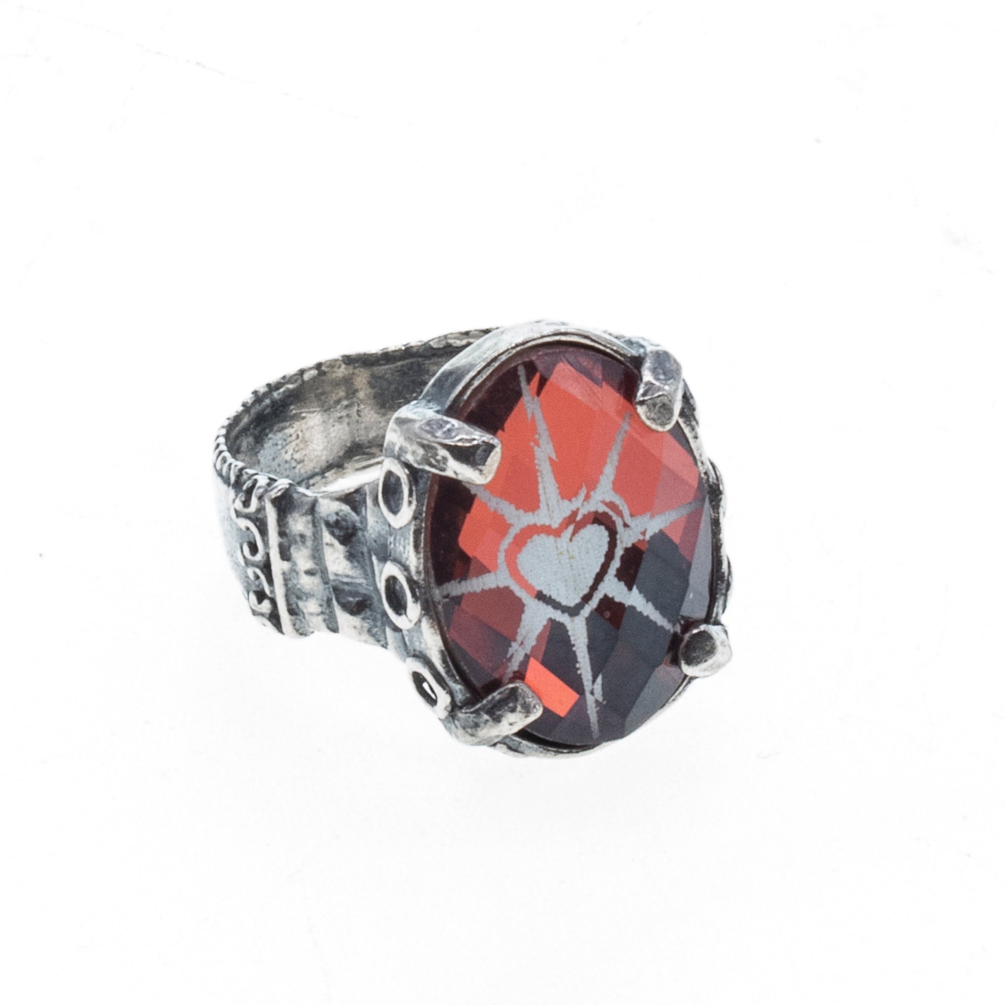 Magenta Heart Ring – Sterling Silver – Gem Kingdom
